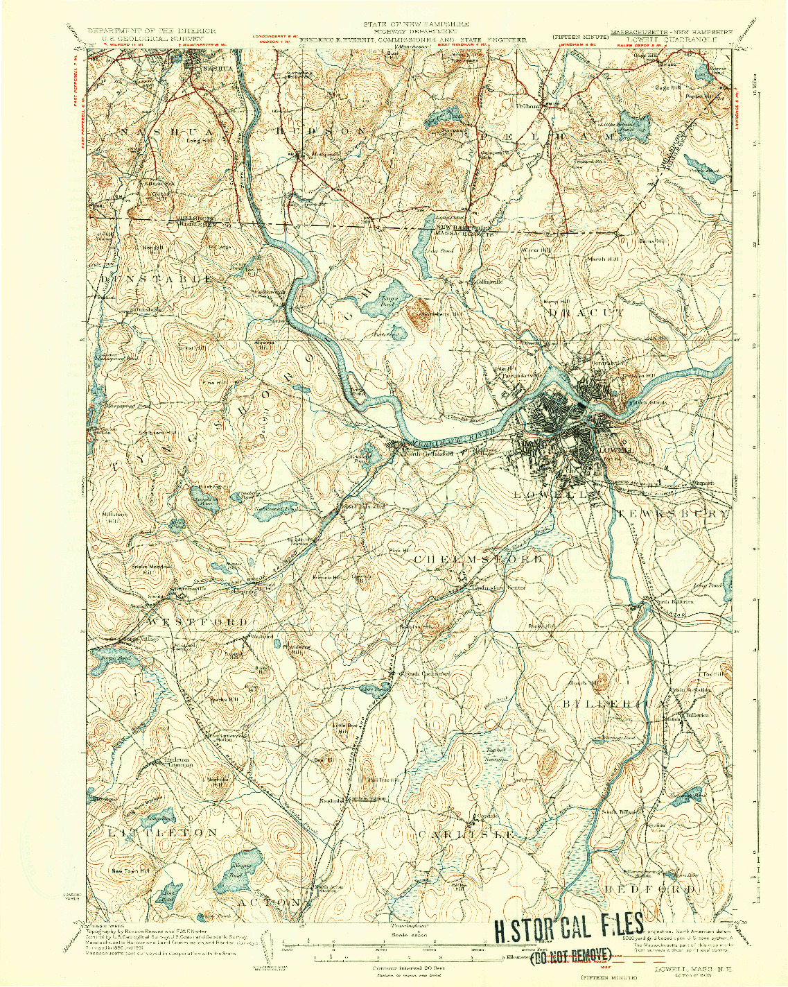 USGS 1:62500-SCALE QUADRANGLE FOR LOWELL, MA 1935
