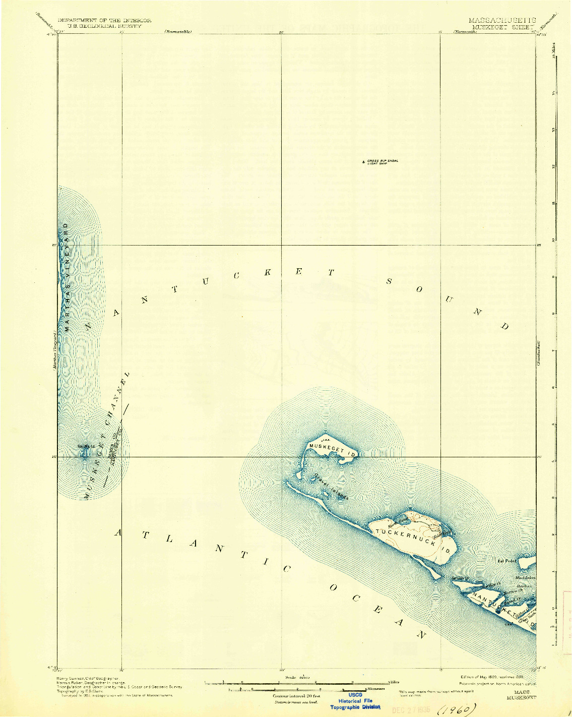 USGS 1:62500-SCALE QUADRANGLE FOR MUSKEGET, MA 1899