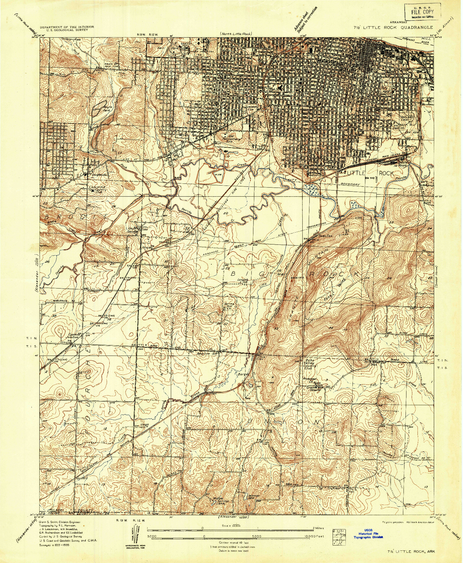 USGS 1:24000-SCALE QUADRANGLE FOR LITTLE ROCK, AR 1935