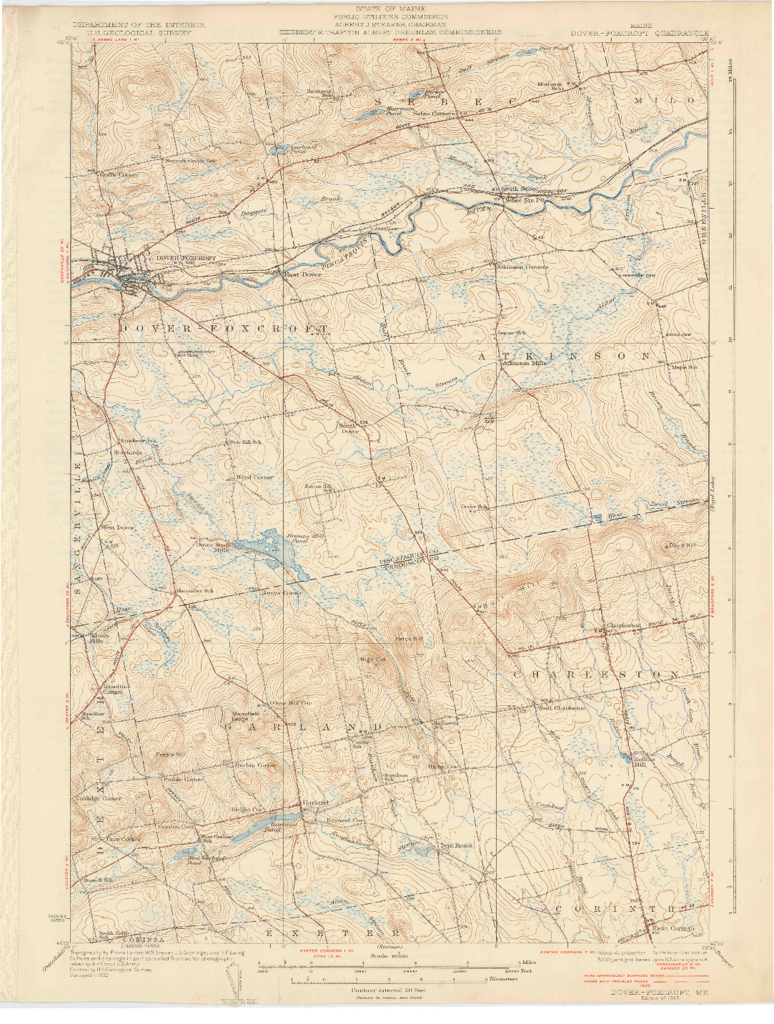 USGS 1:62500-SCALE QUADRANGLE FOR DOVER-FOXCROFT, ME 1935