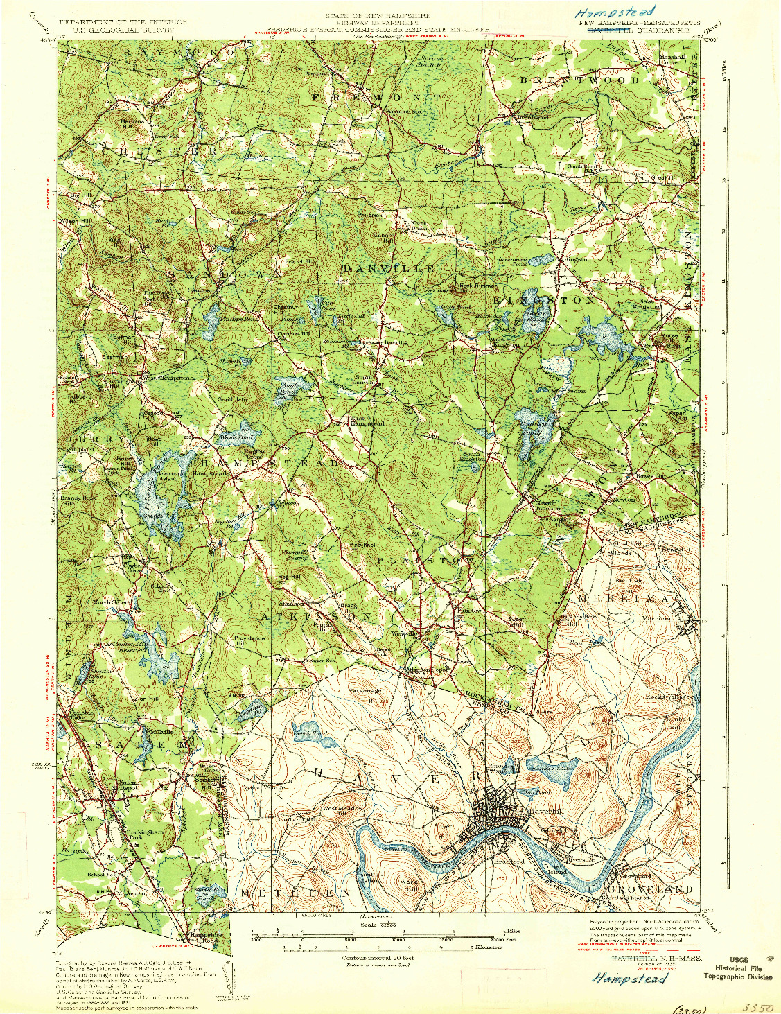 USGS 1:62500-SCALE QUADRANGLE FOR HAVERHILL, NH 1935