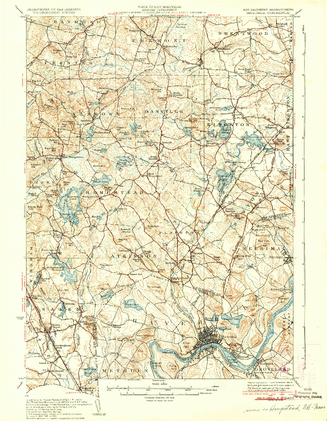 USGS 1:62500-SCALE QUADRANGLE FOR HAVERHILL, NH 1935