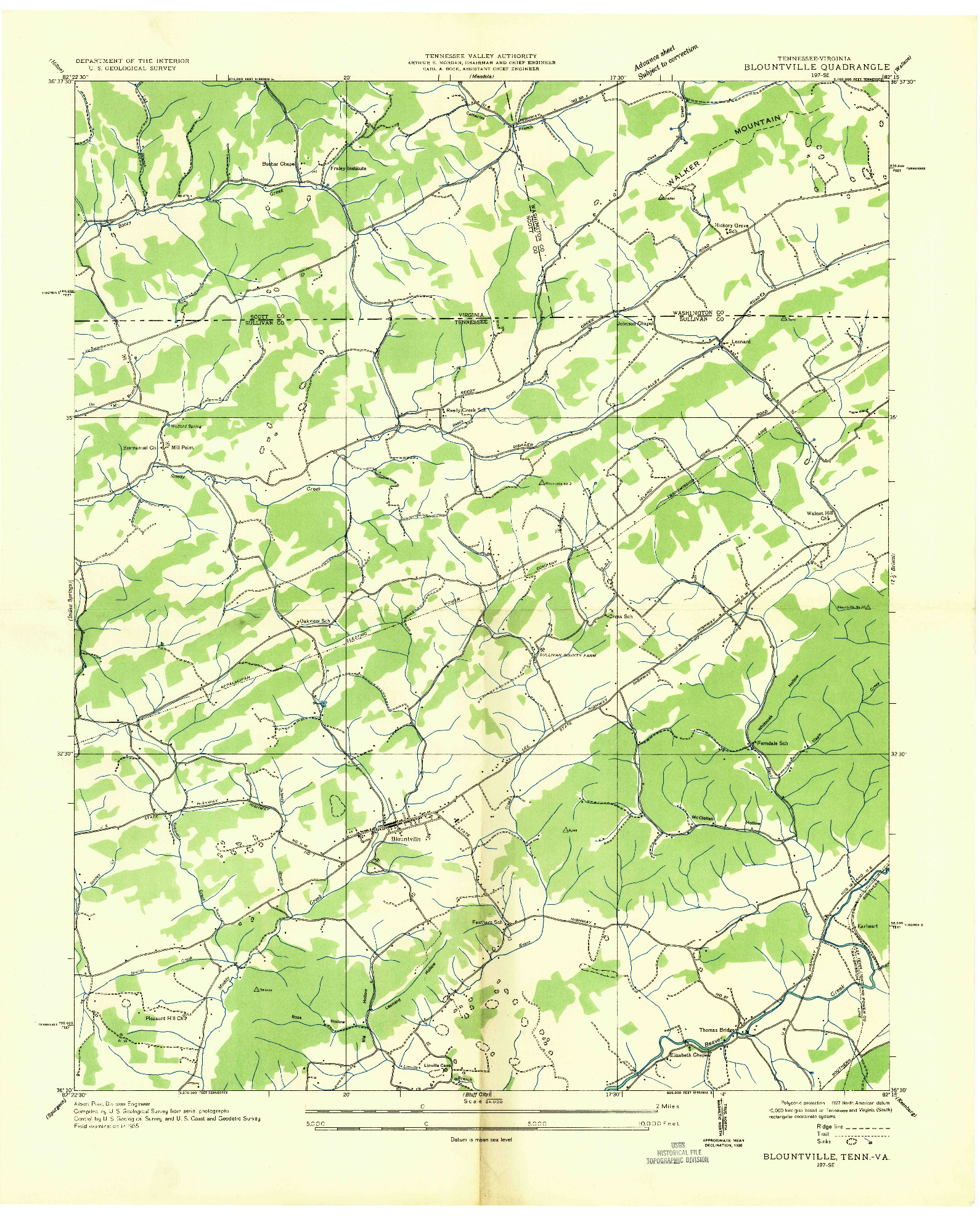 USGS 1:24000-SCALE QUADRANGLE FOR BLOUNTVILLE, TN 1935