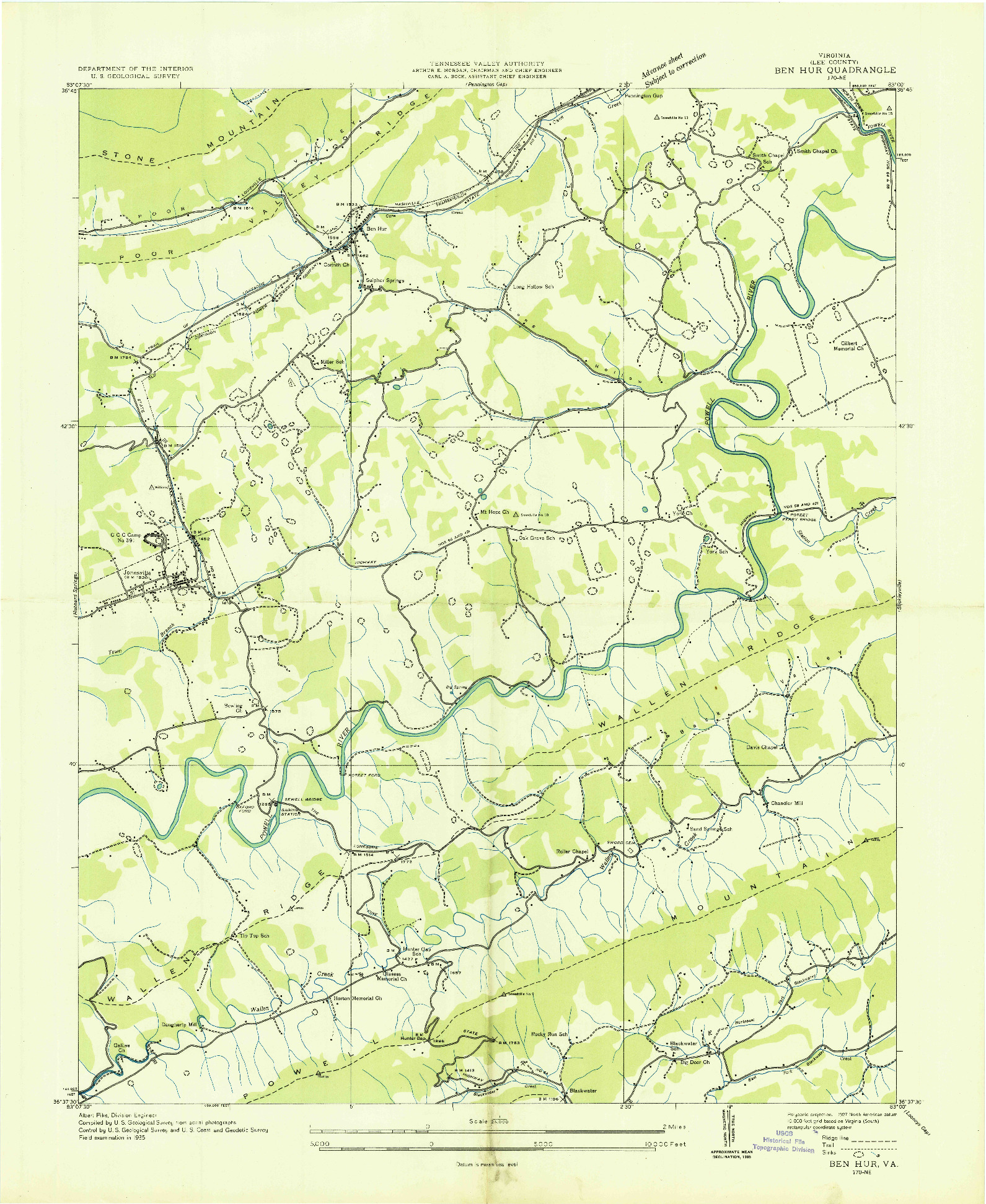 USGS 1:24000-SCALE QUADRANGLE FOR BEN HUR, VA 1935