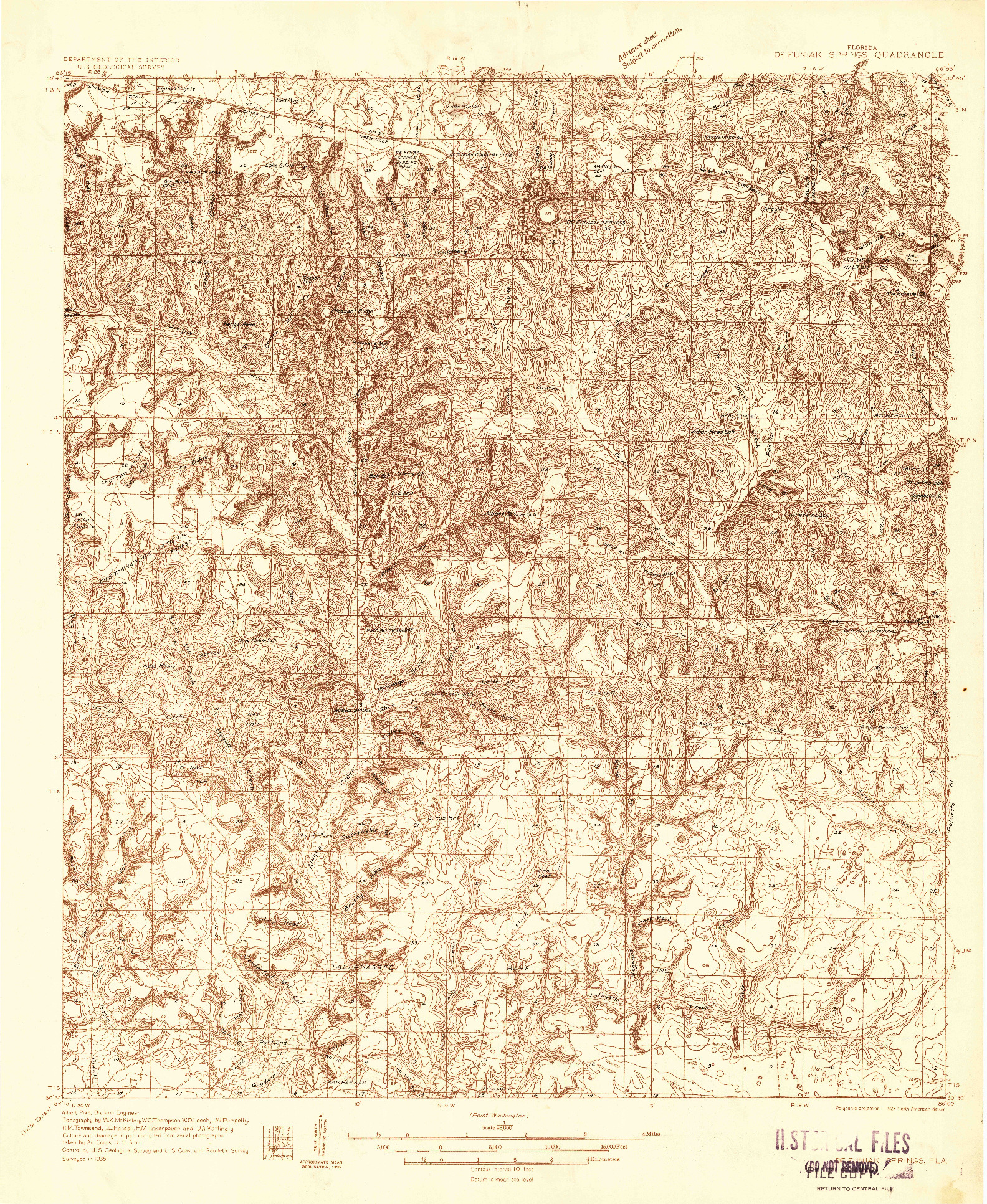 USGS 1:48000-SCALE QUADRANGLE FOR DE FUNIAK SPRINGS, FL 1935