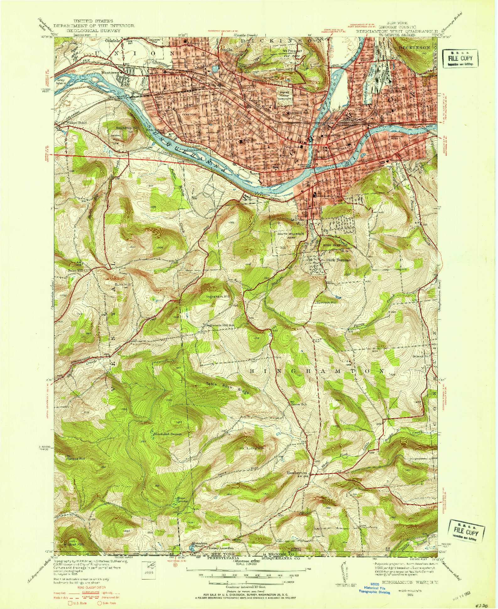 USGS 1:24000-SCALE QUADRANGLE FOR BINGHAMTON WEST, NY 1935