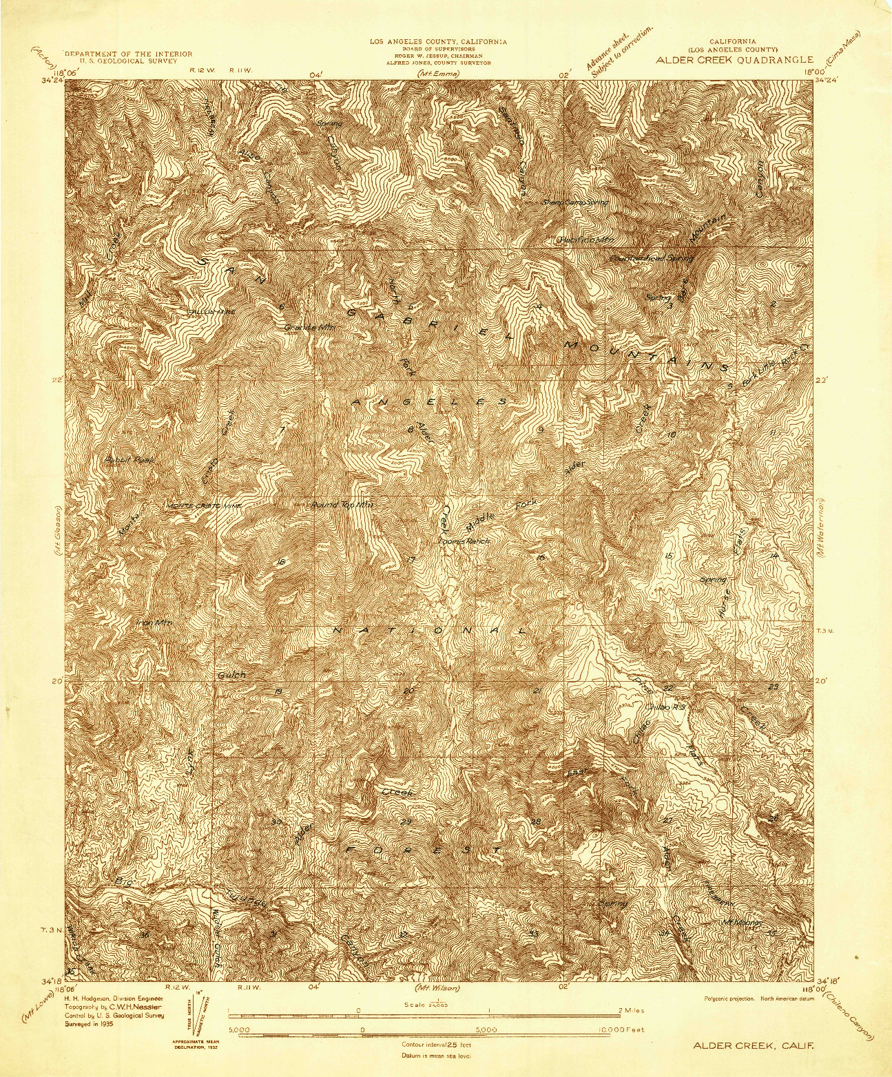 USGS 1:24000-SCALE QUADRANGLE FOR ALDER CREEK, CA 1935