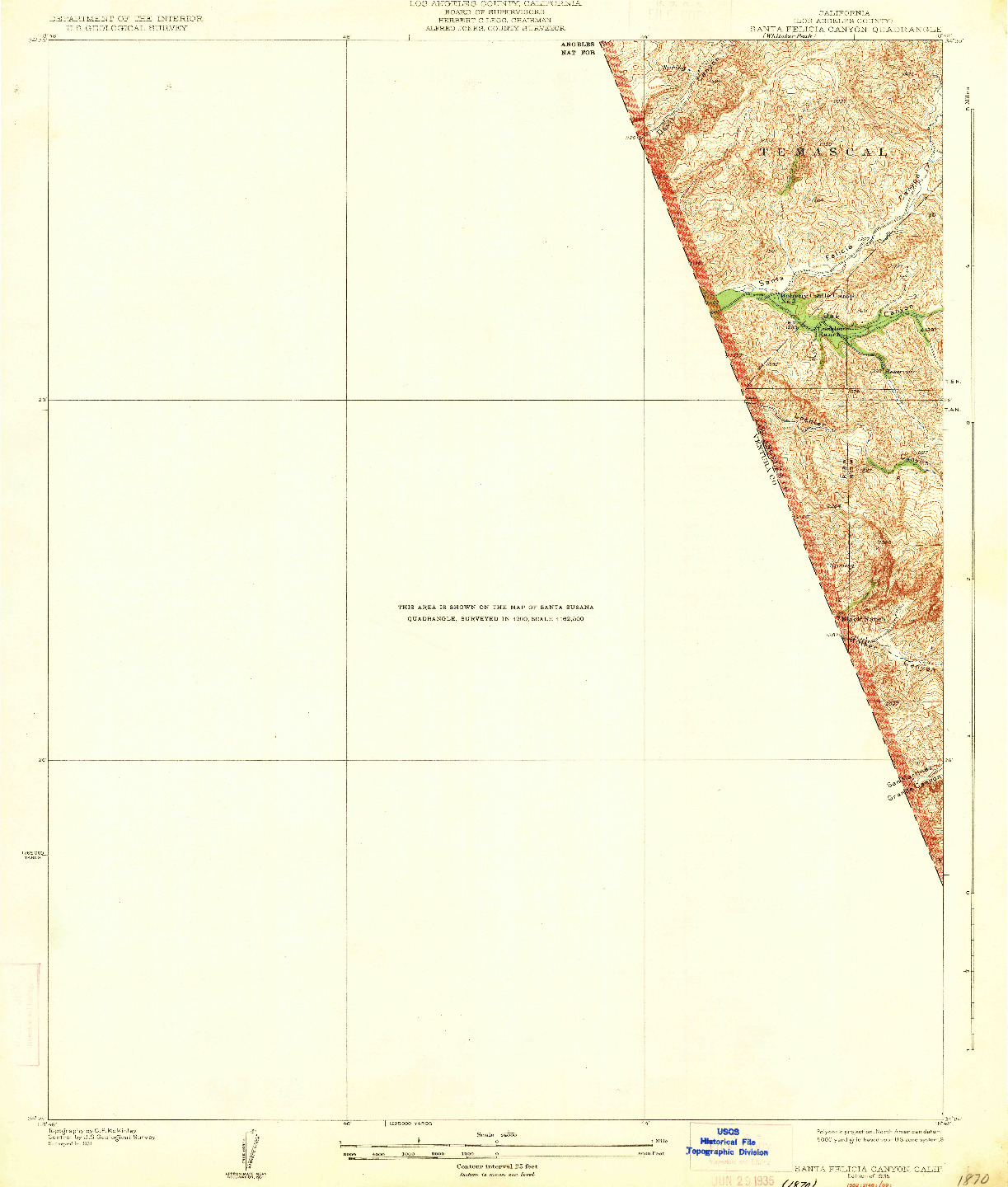 USGS 1:24000-SCALE QUADRANGLE FOR SANTA FELICIA CANYON, CA 1935