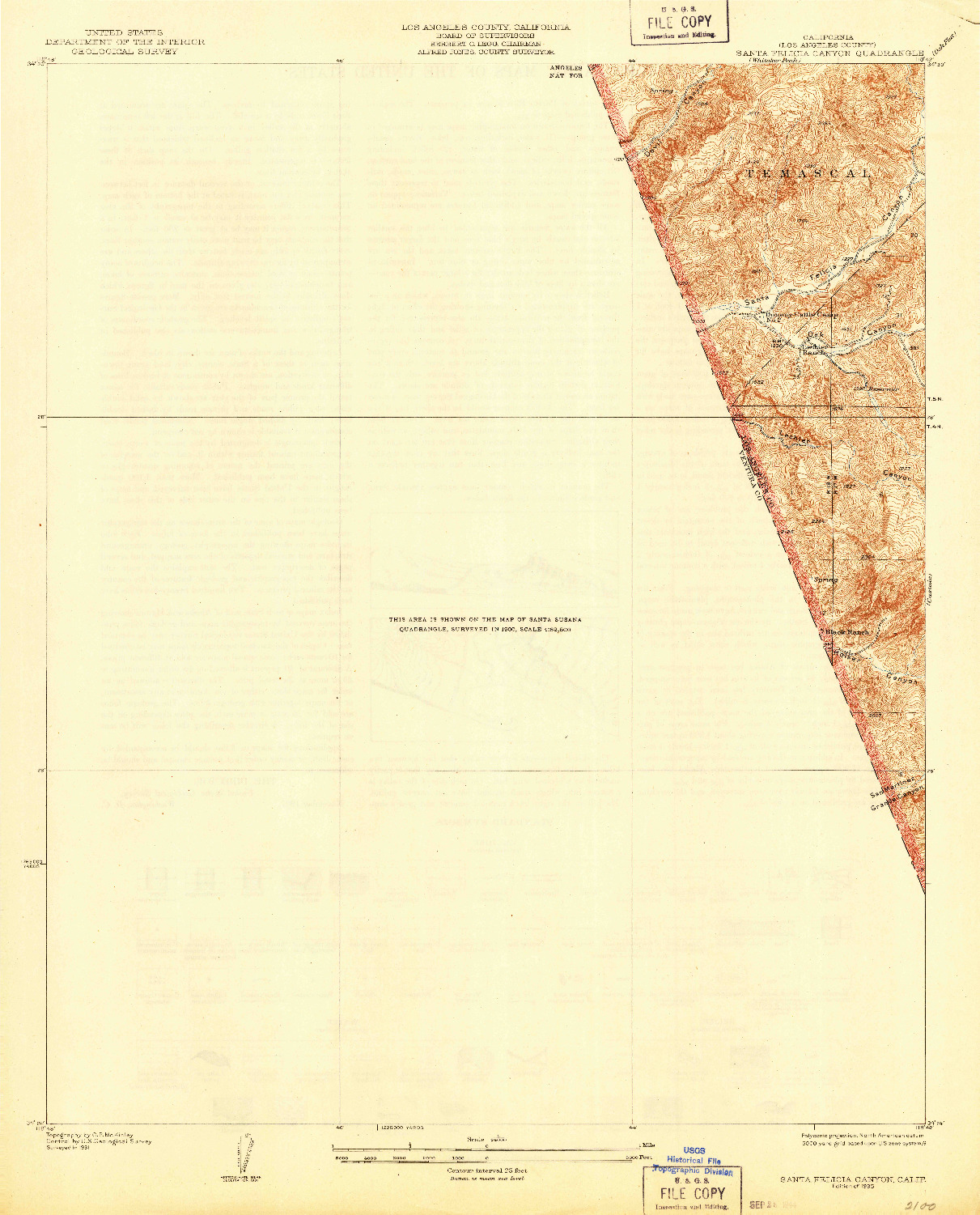 USGS 1:24000-SCALE QUADRANGLE FOR SANTA FELICIA CANYON, CA 1935