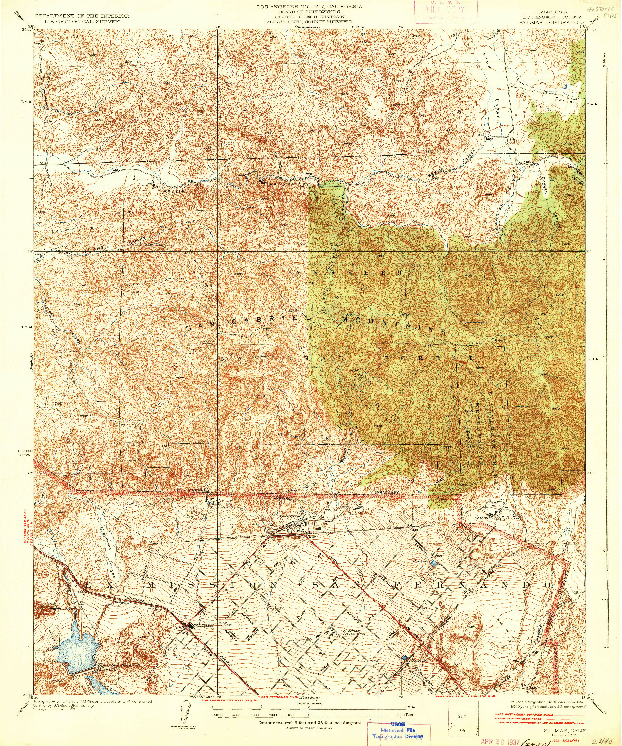 USGS 1:24000-SCALE QUADRANGLE FOR SYLMAR, CA 1935