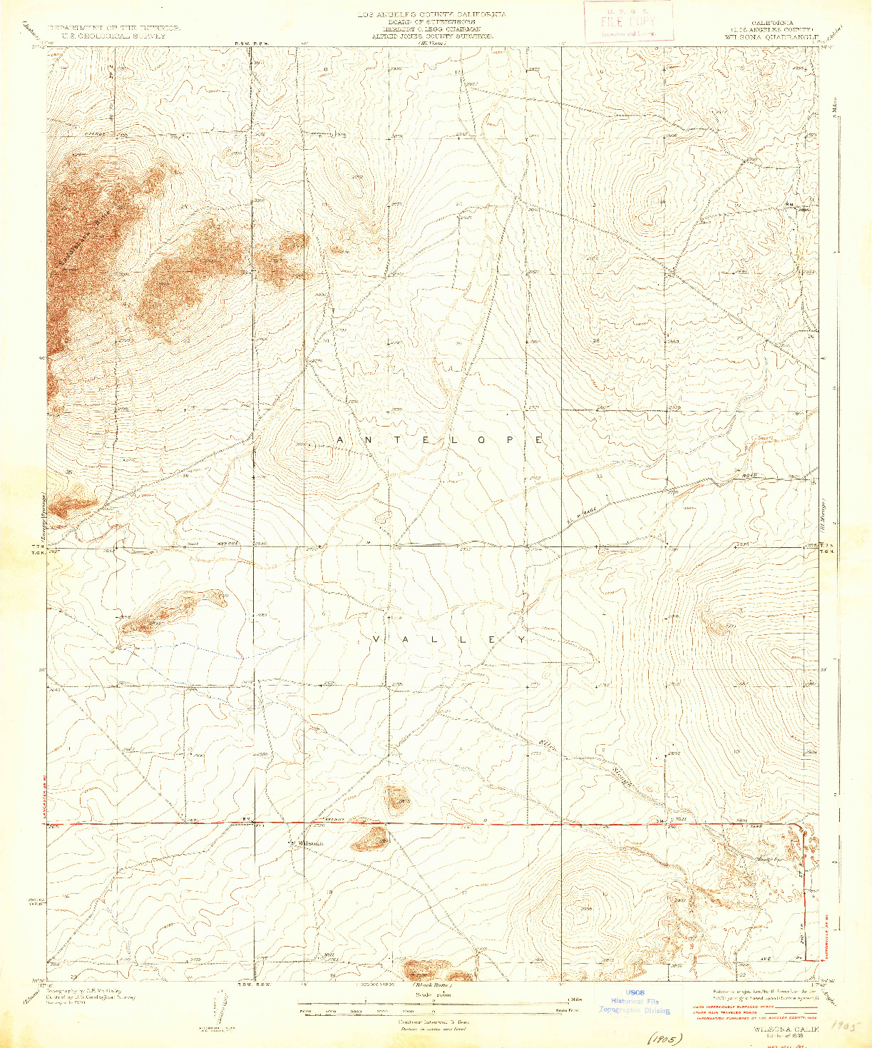 USGS 1:24000-SCALE QUADRANGLE FOR WILSONA, CA 1935