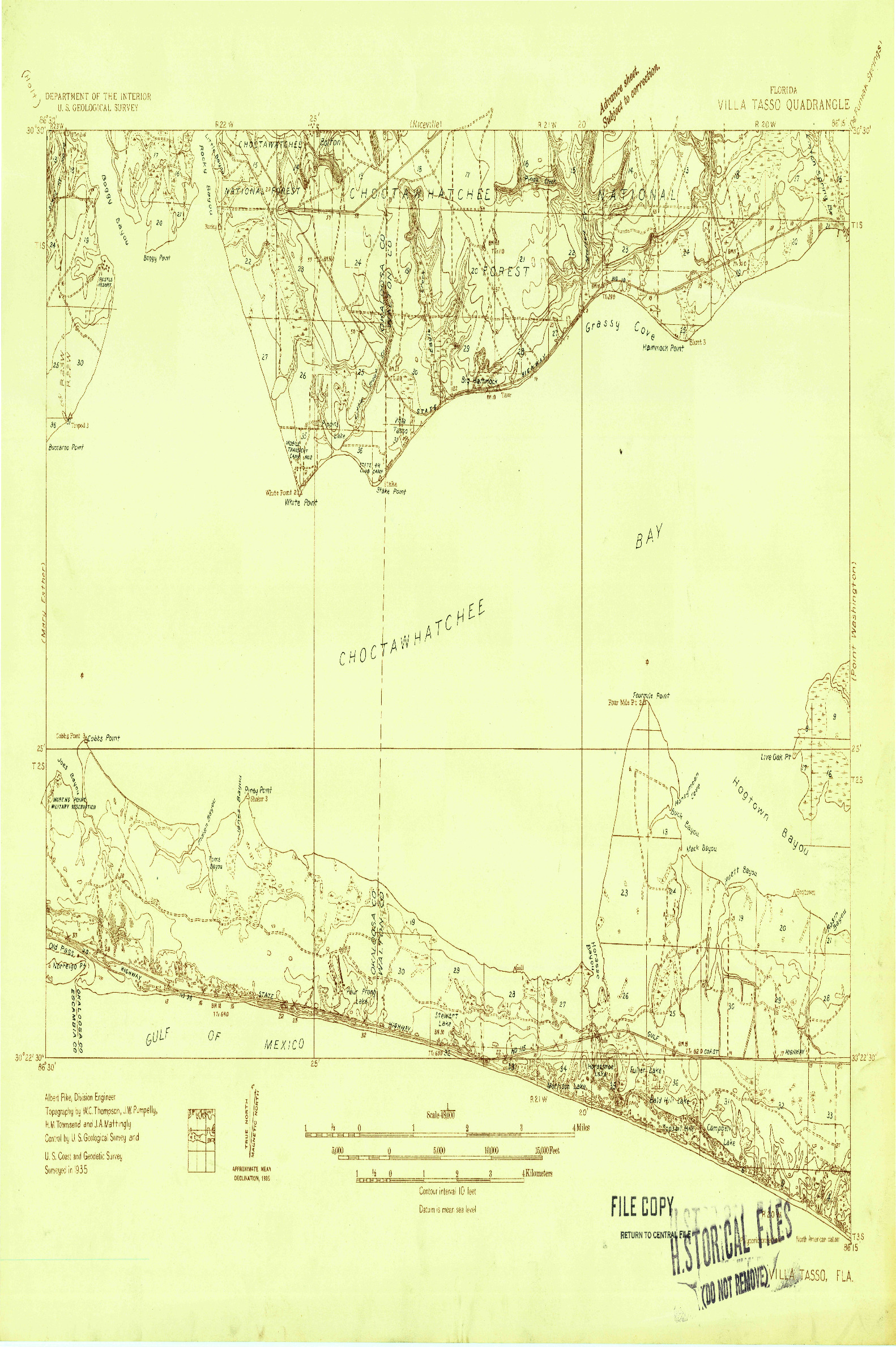USGS 1:48000-SCALE QUADRANGLE FOR VILLA TASSO, FL 1935