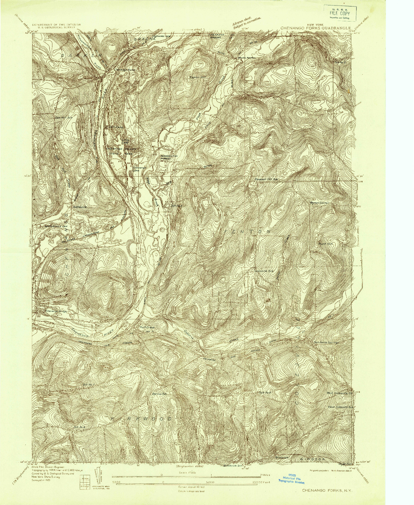 USGS 1:24000-SCALE QUADRANGLE FOR CHENANGO FORKS, NY 1935