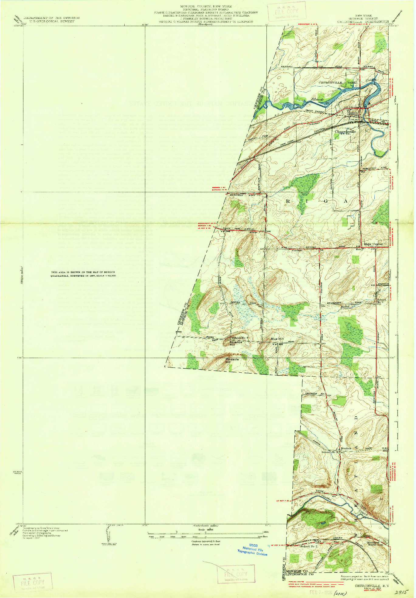USGS 1:24000-SCALE QUADRANGLE FOR CHURCHVILLE, NY 1935