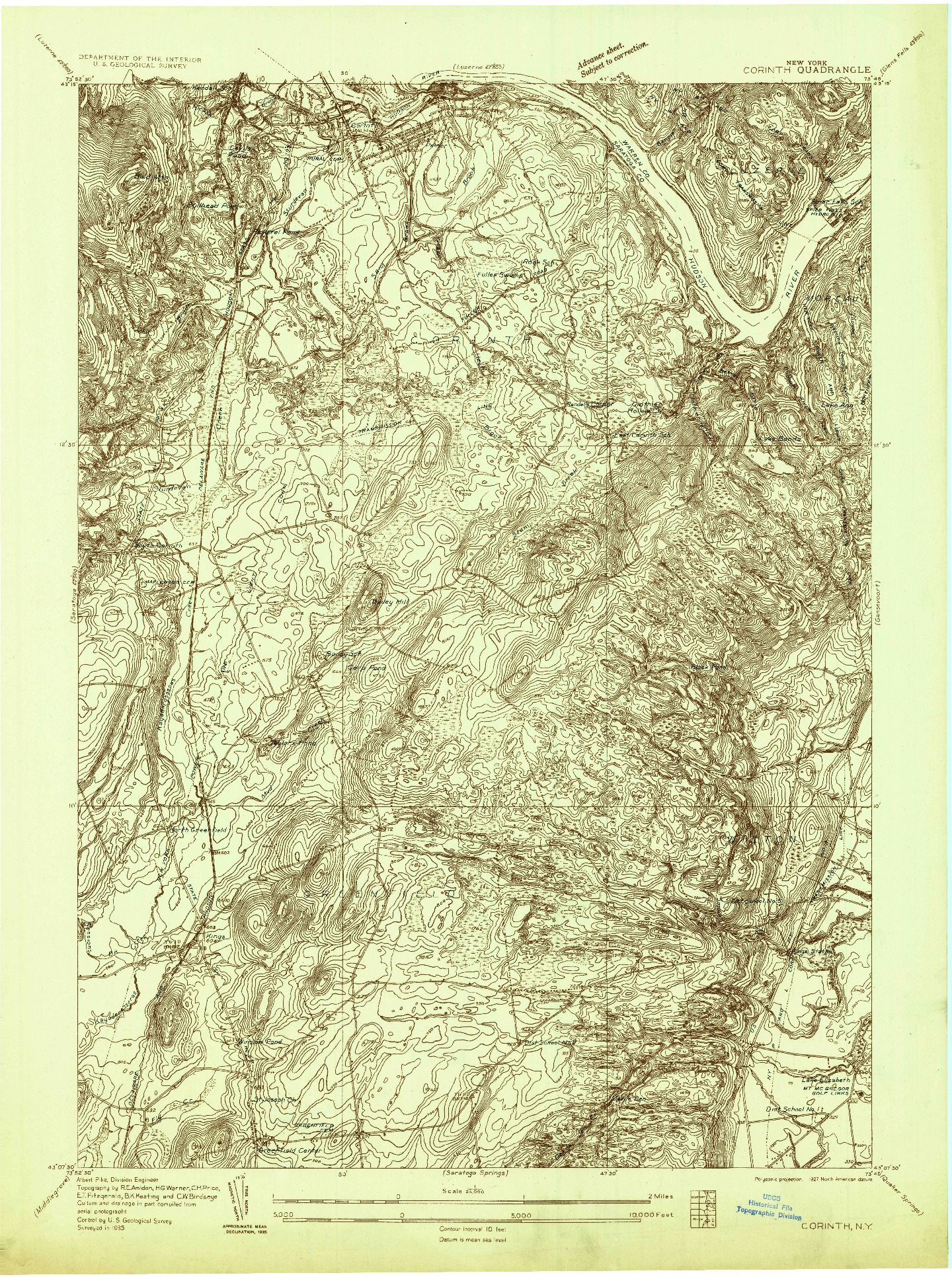 USGS 1:24000-SCALE QUADRANGLE FOR CORINTH, NY 1935