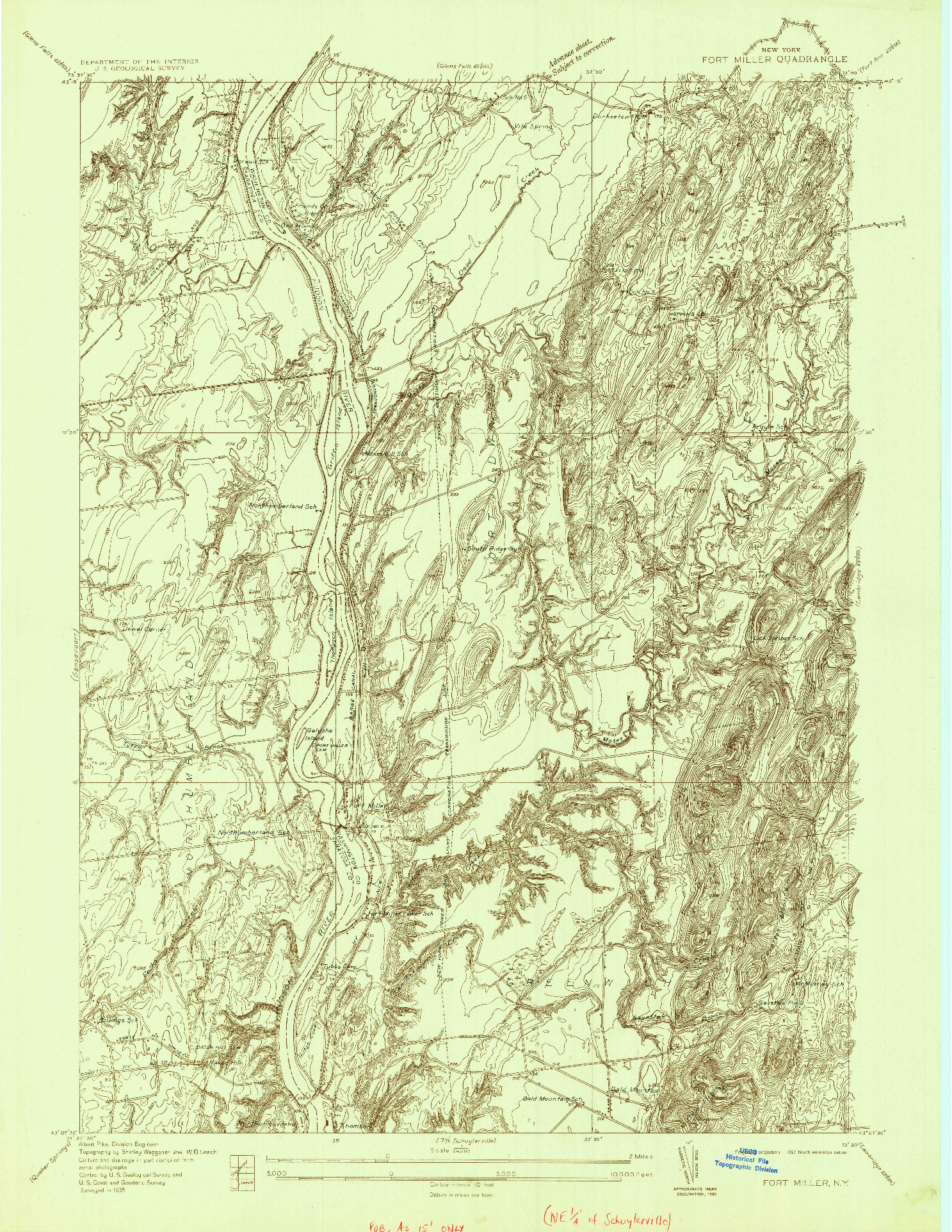 USGS 1:24000-SCALE QUADRANGLE FOR FORT MILLER, NY 1935