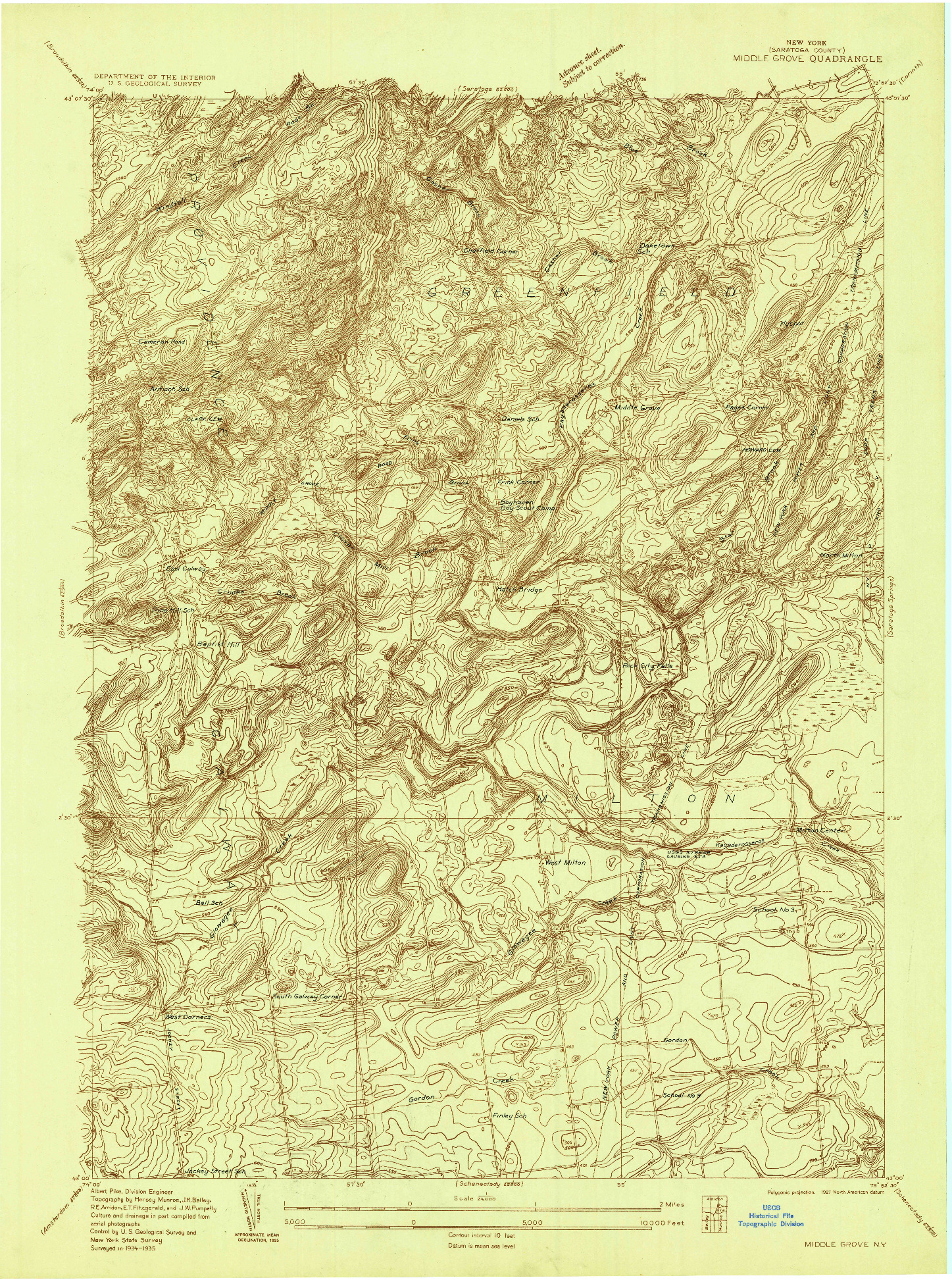 USGS 1:24000-SCALE QUADRANGLE FOR MIDDLE GROVE, NY 1935