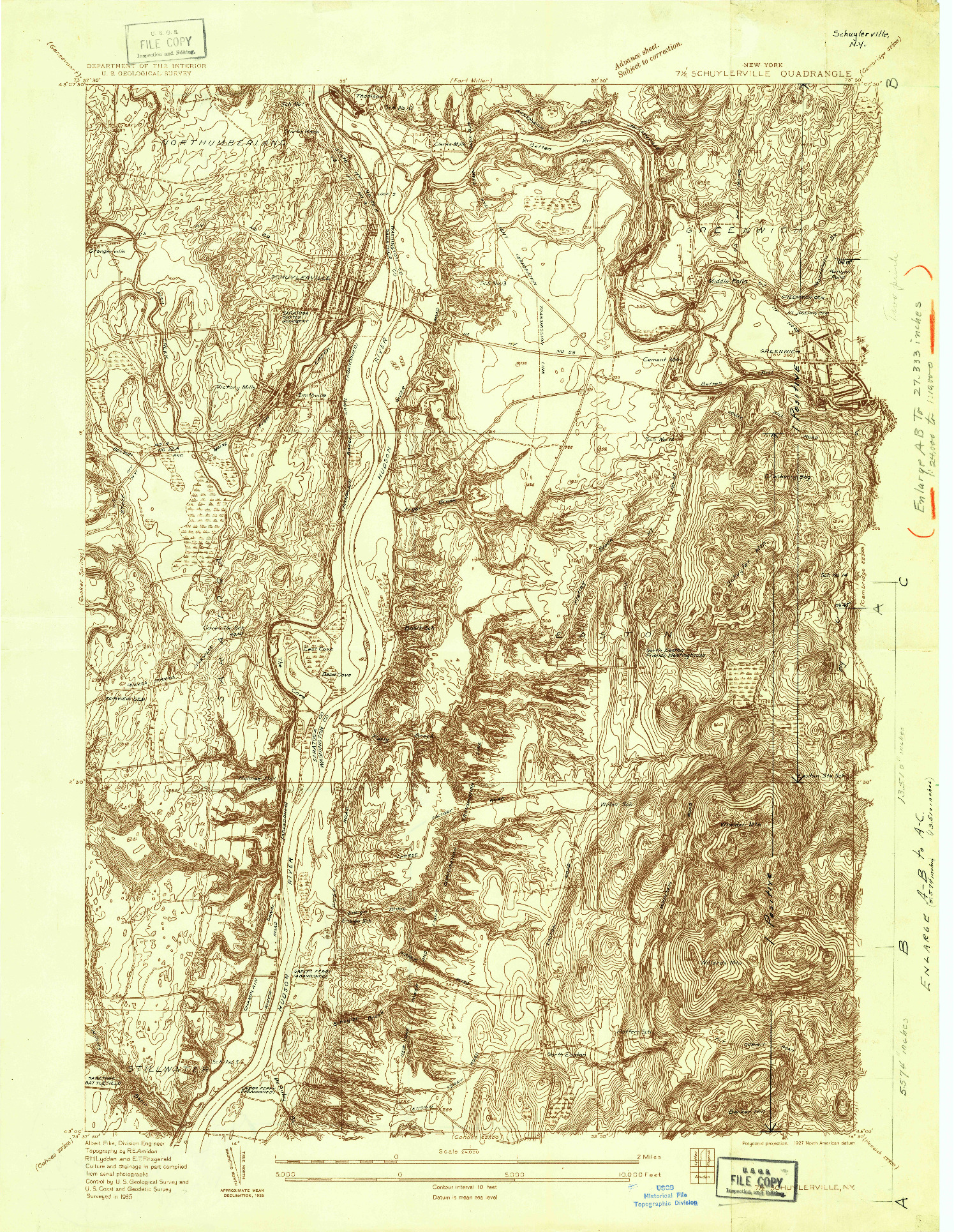 USGS 1:24000-SCALE QUADRANGLE FOR SCHUYLERVILLE, NY 1935