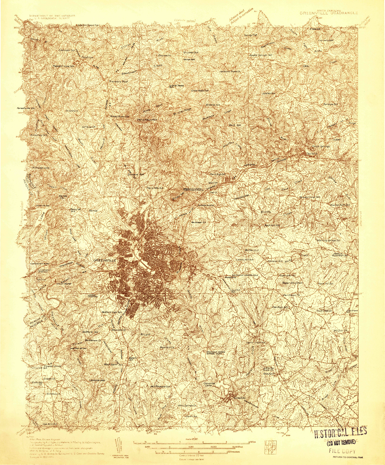 USGS 1:48000-SCALE QUADRANGLE FOR GREENVILLE, SC 1935