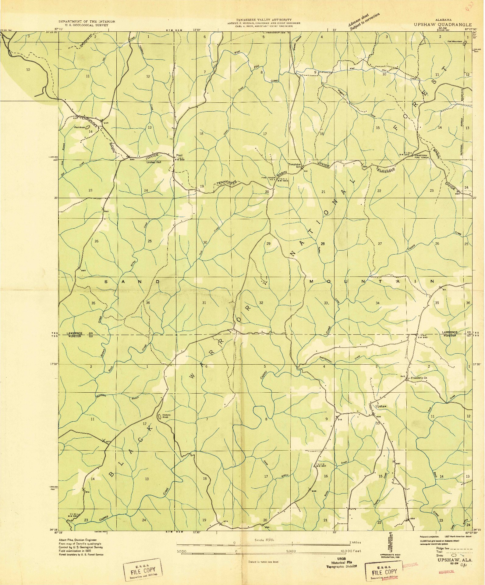 USGS 1:24000-SCALE QUADRANGLE FOR UPSHAW, AL 1935