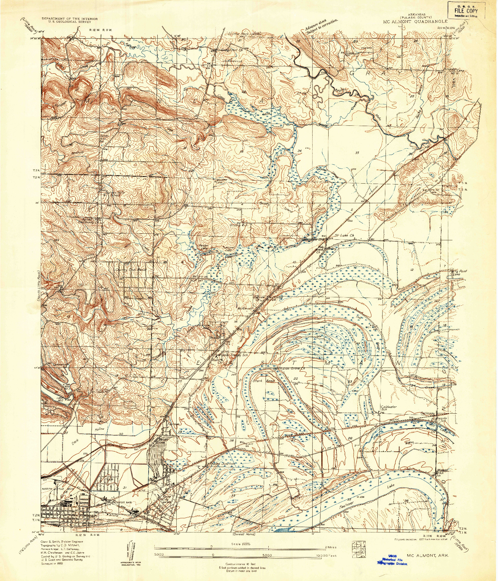 USGS 1:24000-SCALE QUADRANGLE FOR MC ALMONT, AR 1935