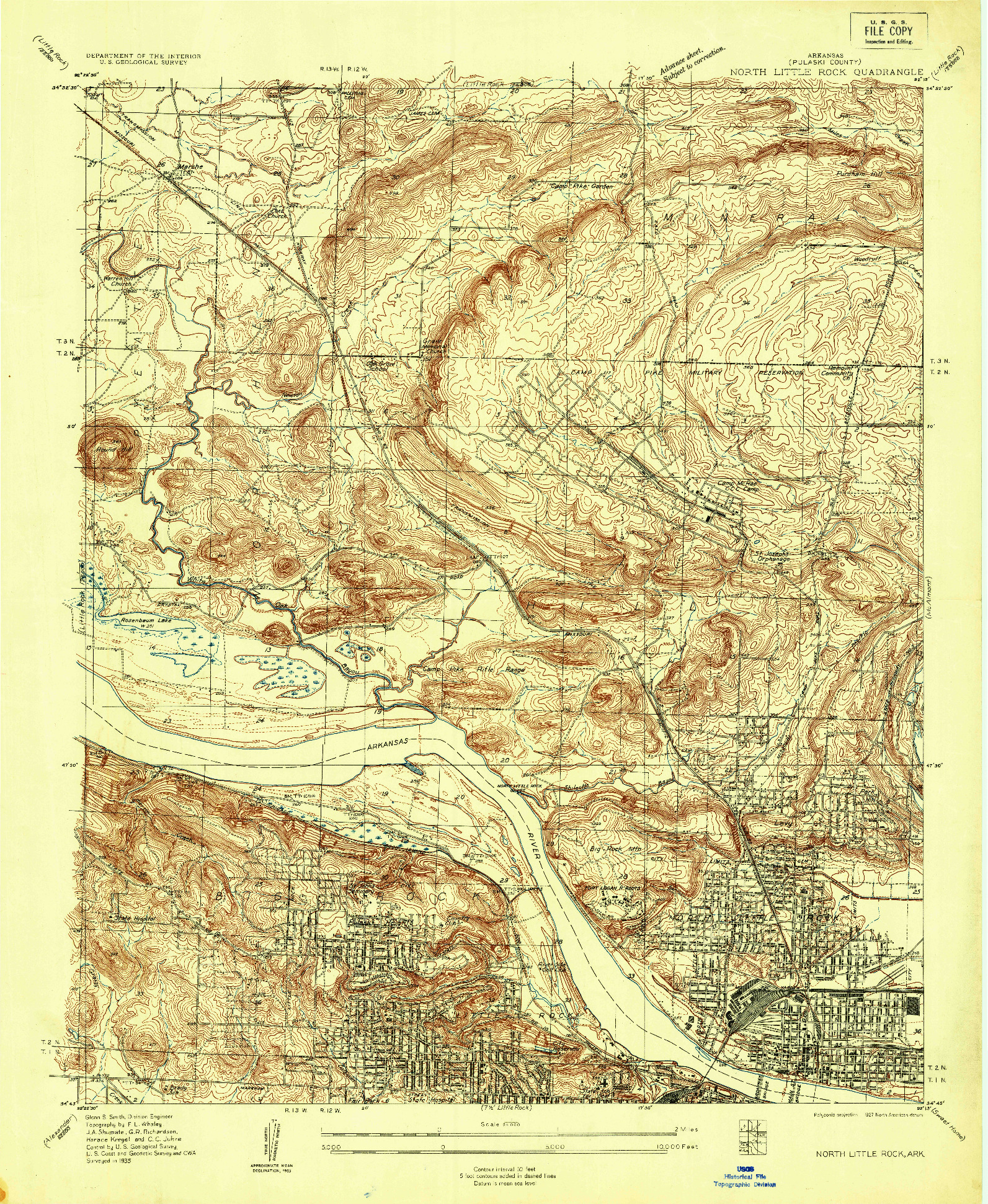 USGS 1:24000-SCALE QUADRANGLE FOR NORTH LITTLE ROCK, AR 1935