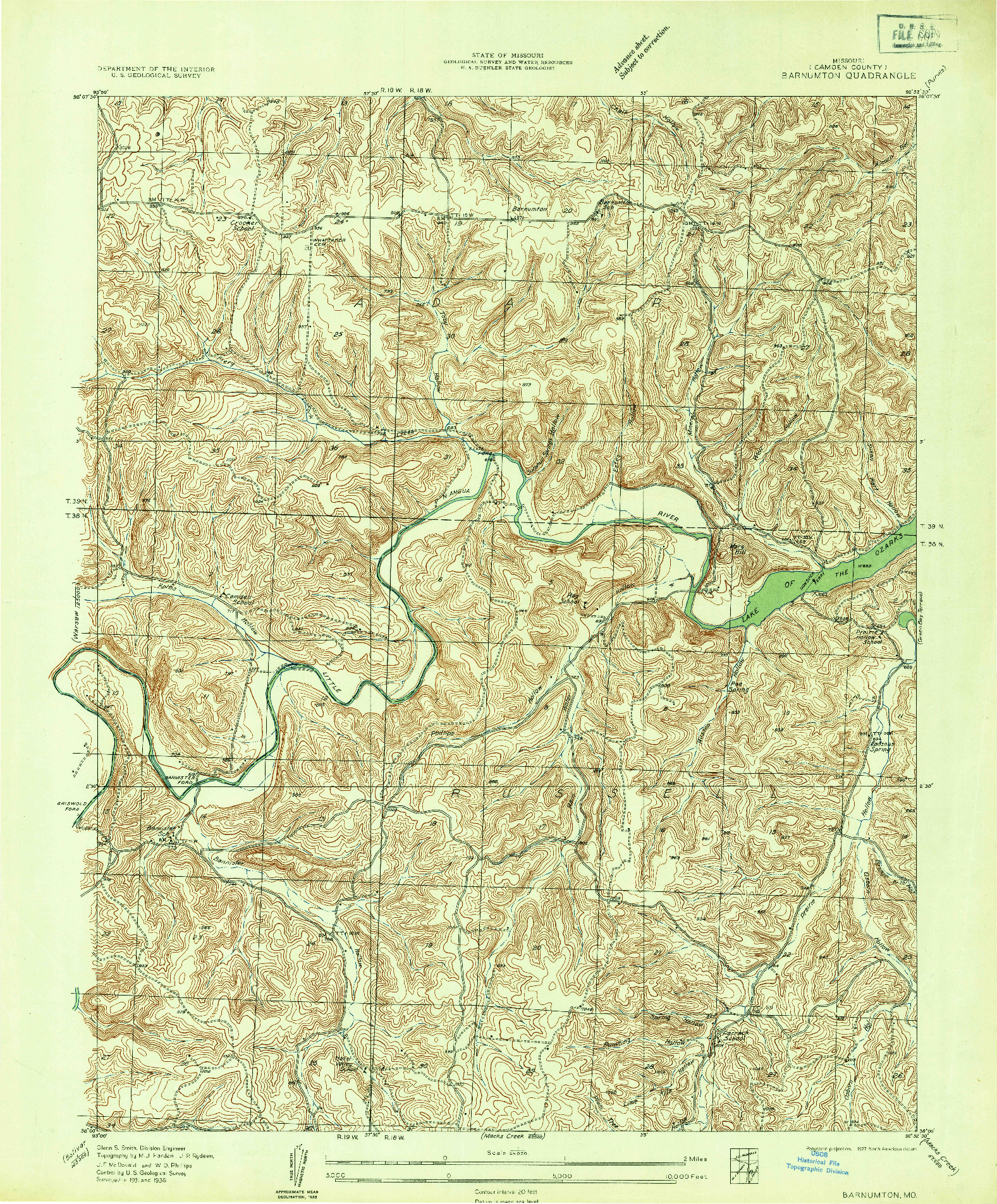 USGS 1:24000-SCALE QUADRANGLE FOR BARNUMTON, MO 1935