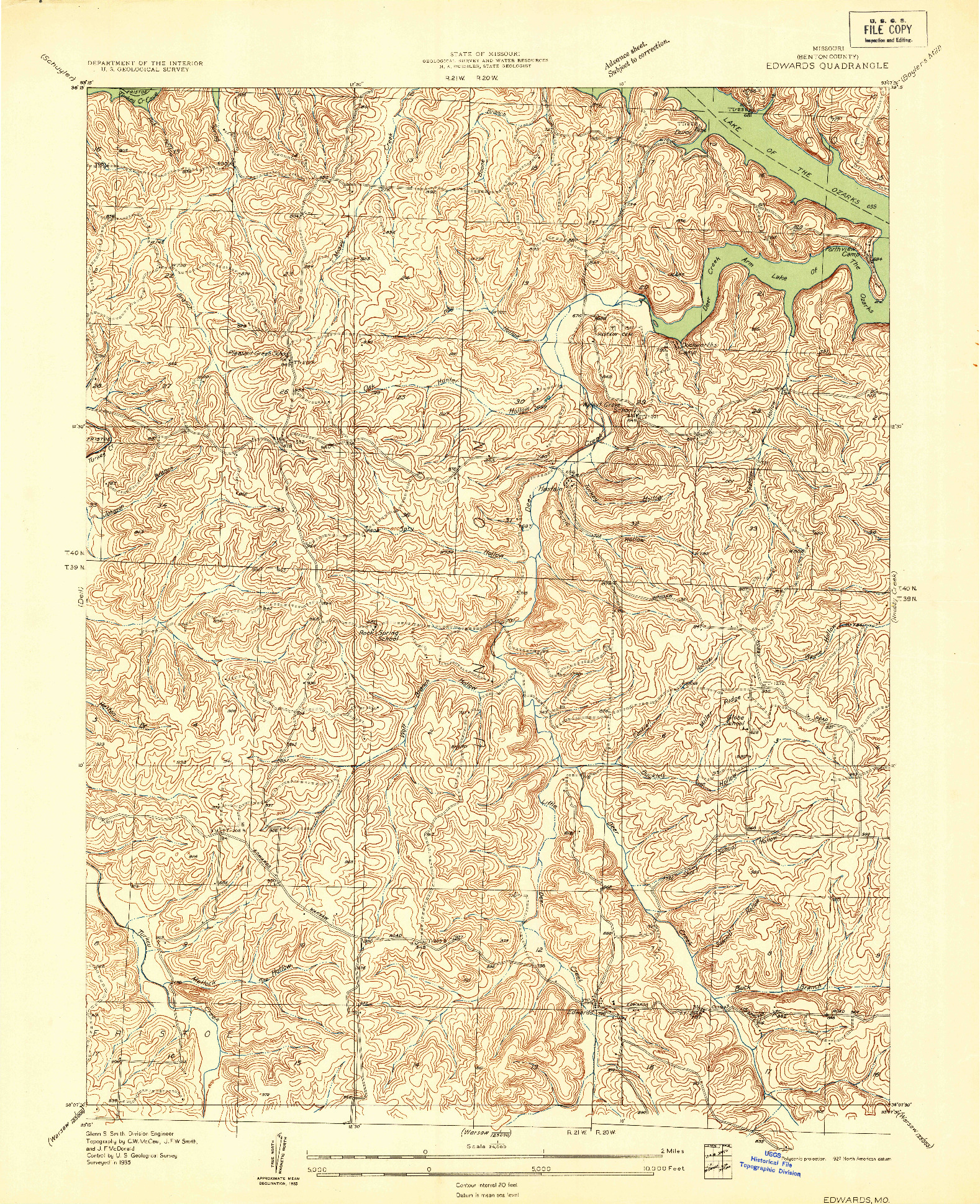 USGS 1:24000-SCALE QUADRANGLE FOR EDWARDS, MO 1935
