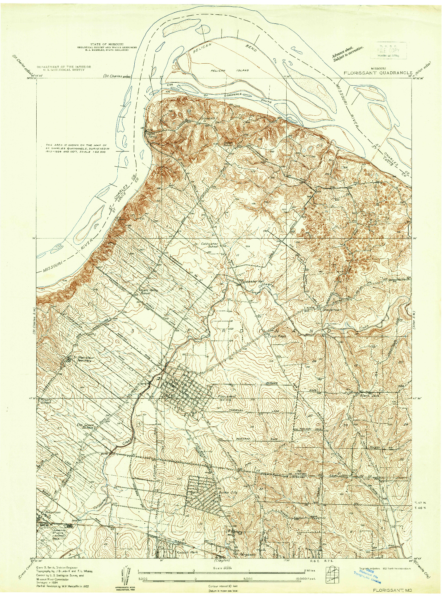 USGS 1:24000-SCALE QUADRANGLE FOR FLORISSANT, MO 1935