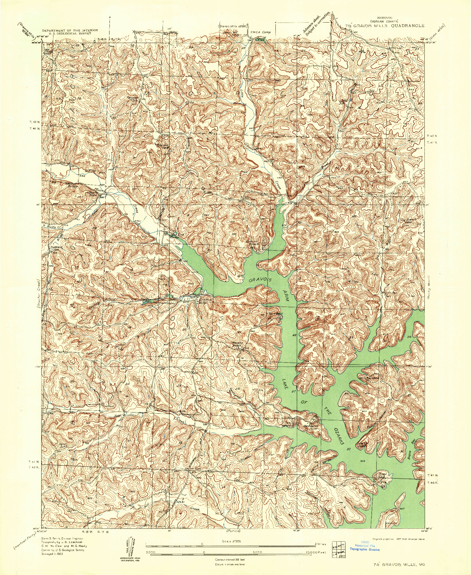USGS 1:24000-SCALE QUADRANGLE FOR GRAVOIS MILLS, MO 1935