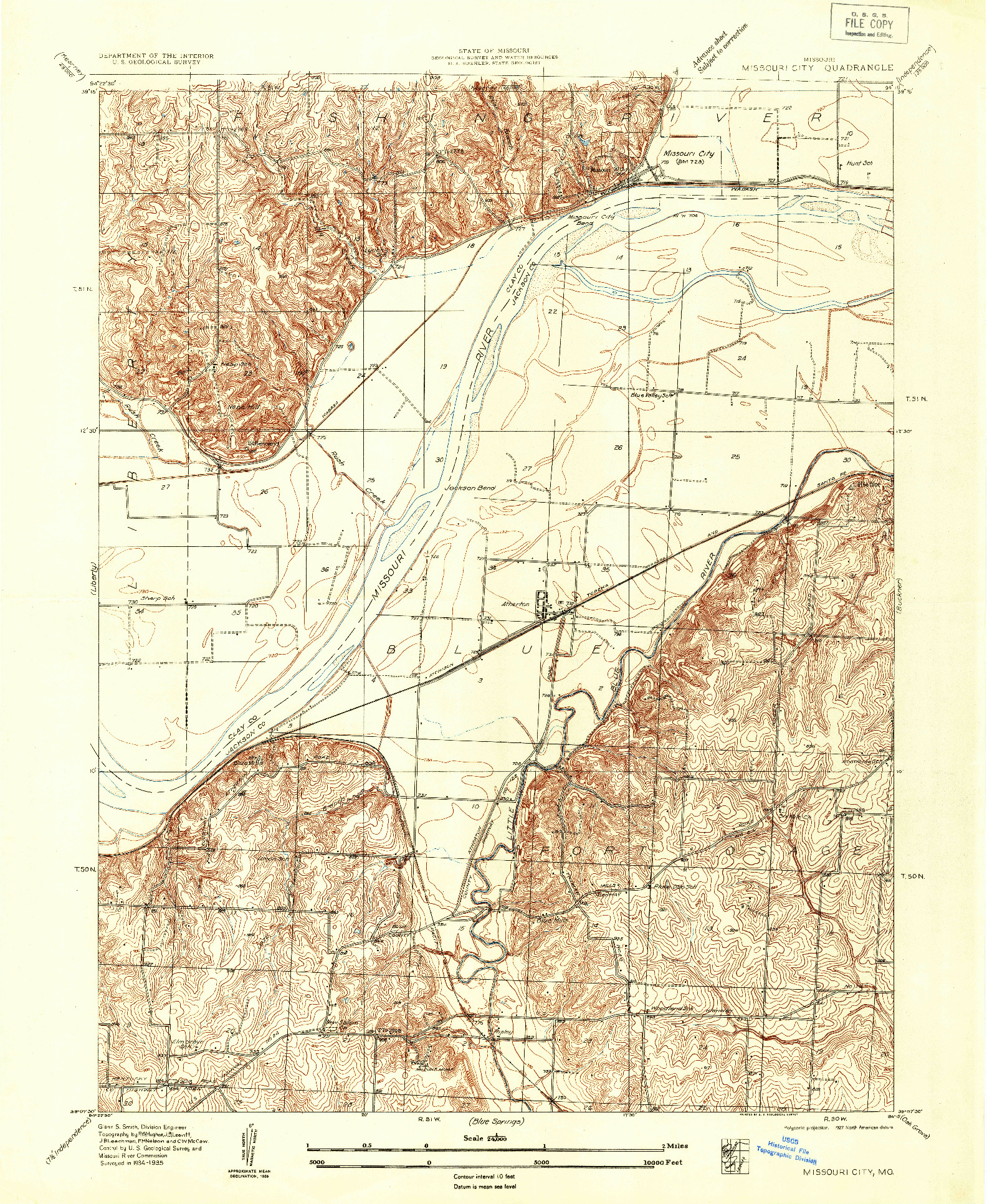USGS 1:24000-SCALE QUADRANGLE FOR MISSOURI CITY, MO 1935