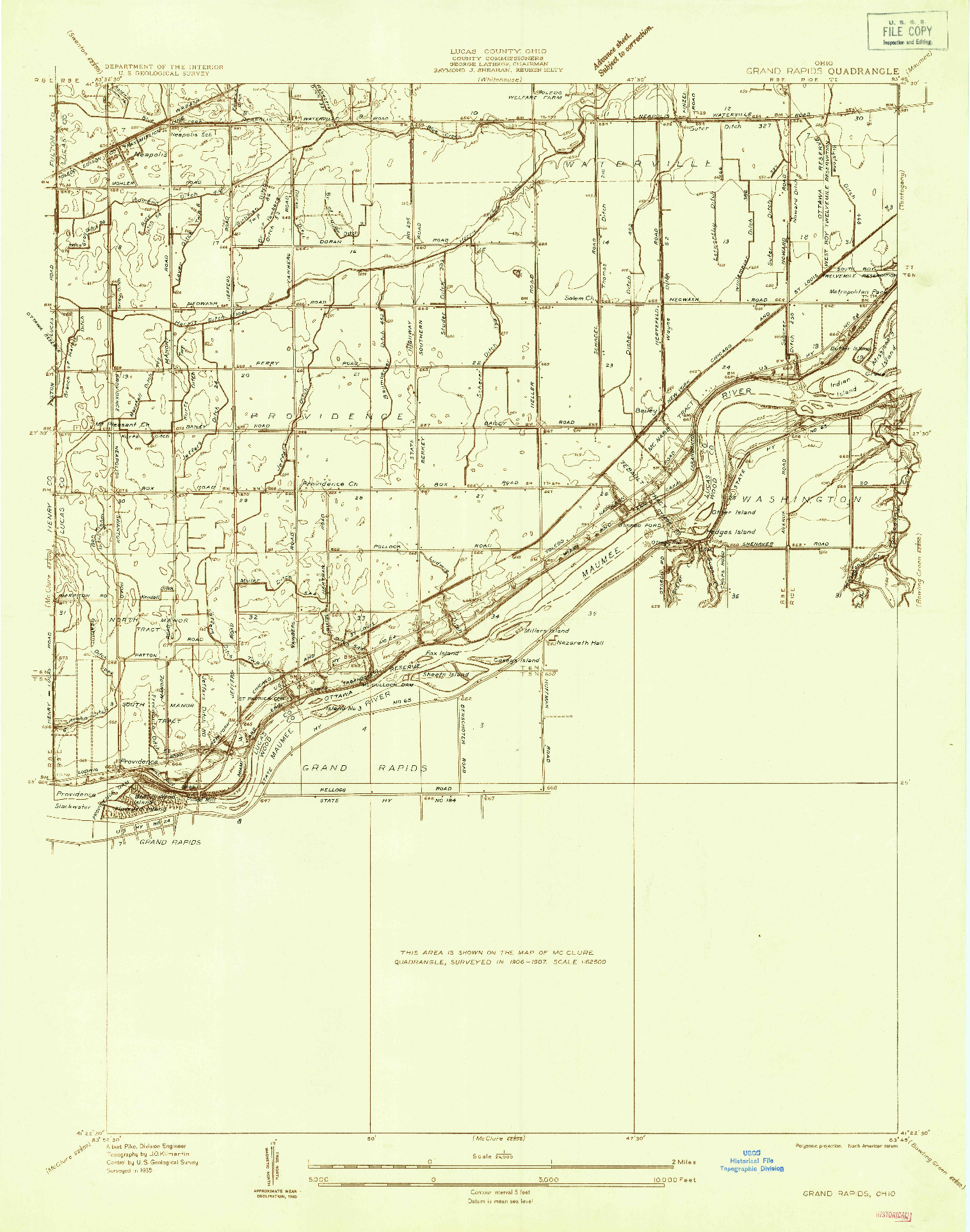 USGS 1:24000-SCALE QUADRANGLE FOR GRAND RAPIDS, OH 1935