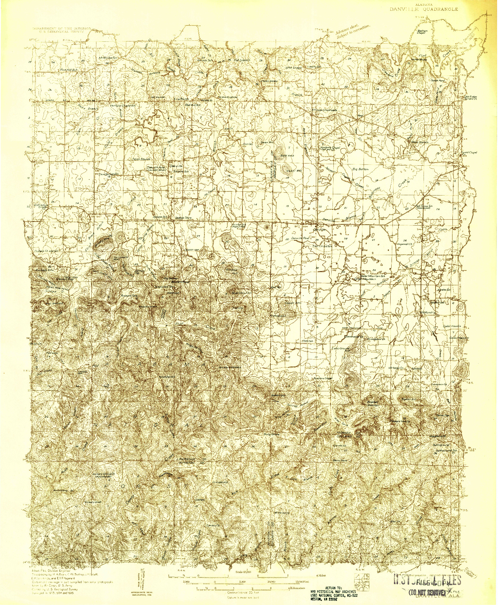 USGS 1:48000-SCALE QUADRANGLE FOR DANVILLE, AL 1935