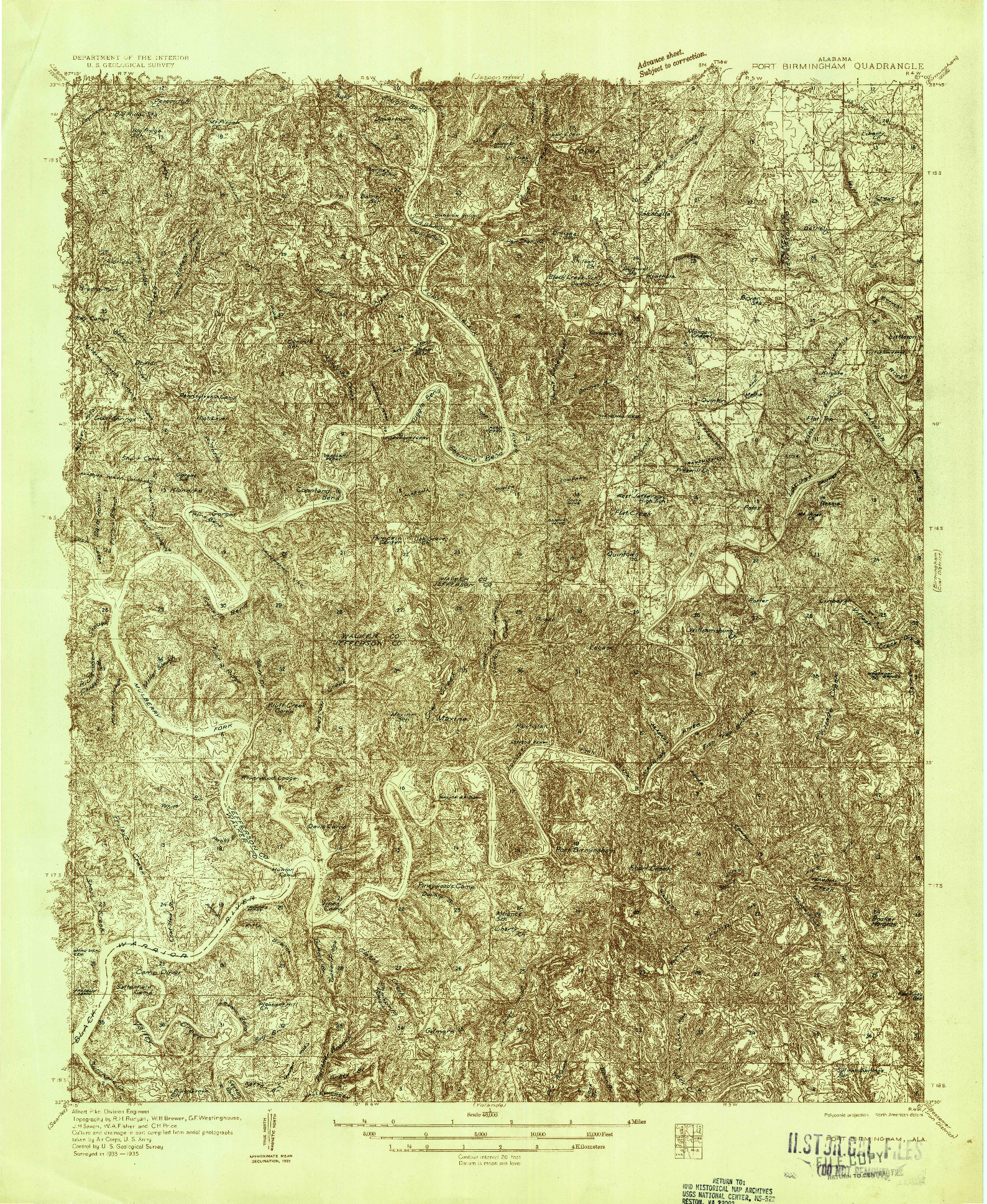 USGS 1:48000-SCALE QUADRANGLE FOR PORT BIRMINGHAM, AL 1935