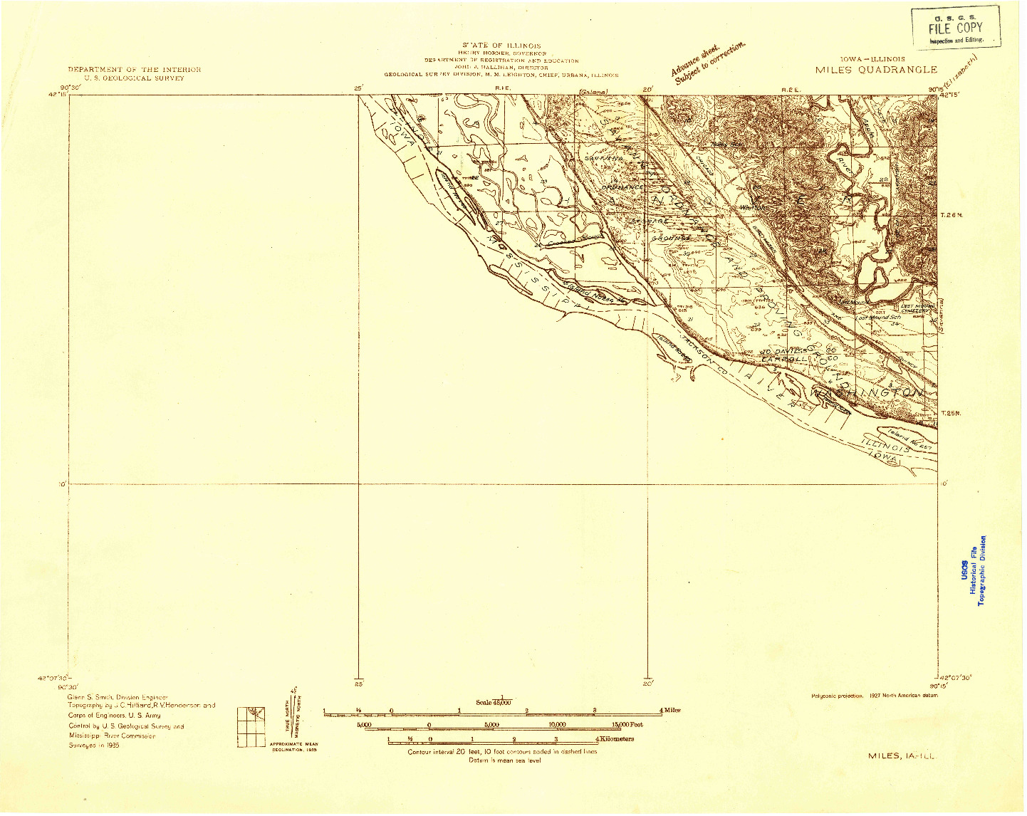 USGS 1:48000-SCALE QUADRANGLE FOR MILES, IA 1935