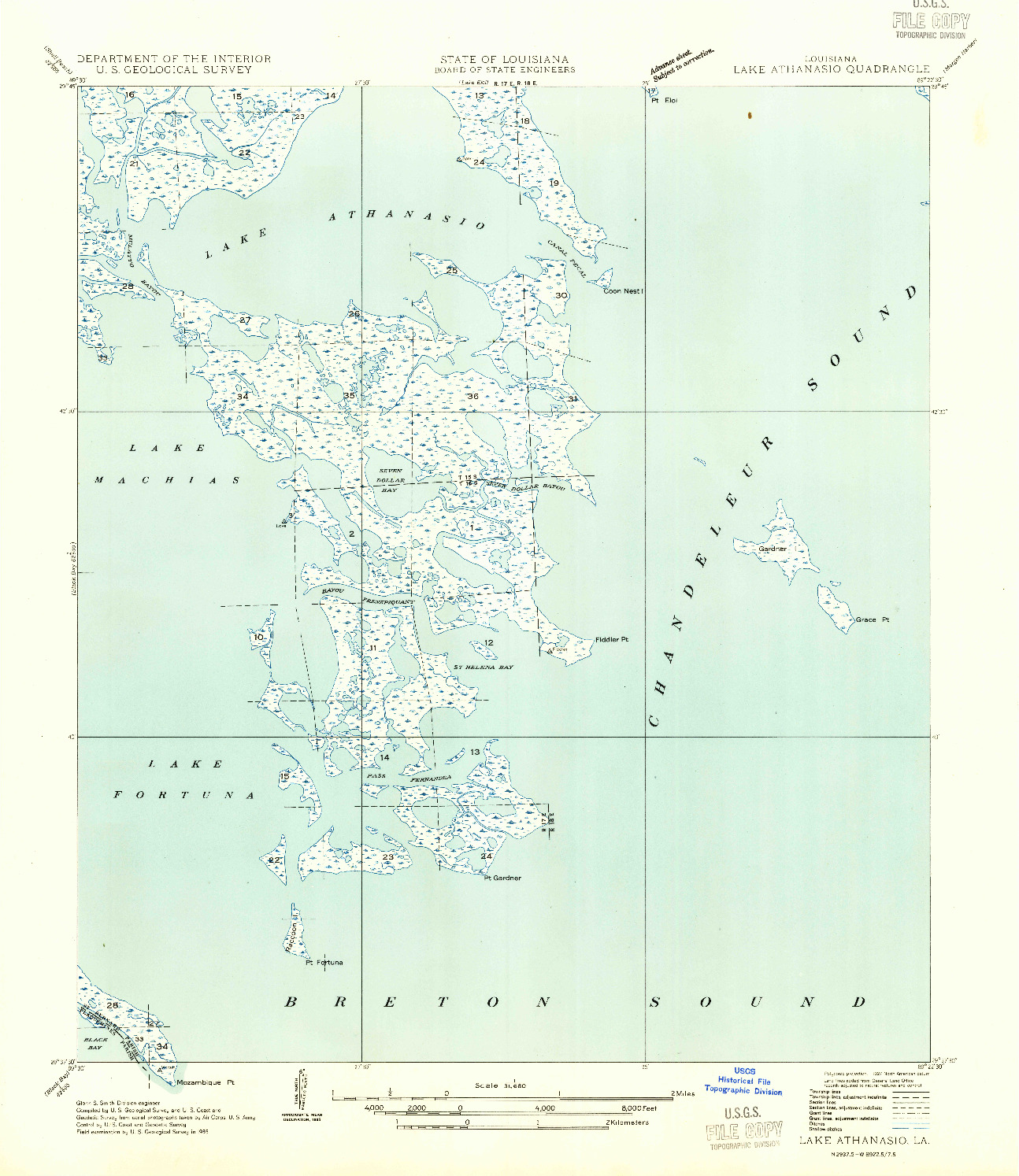 USGS 1:31680-SCALE QUADRANGLE FOR LAKE ATHANASIO, LA 1935