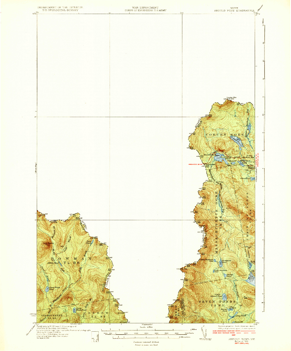 USGS 1:62500-SCALE QUADRANGLE FOR ARNOLD POND, ME 1935