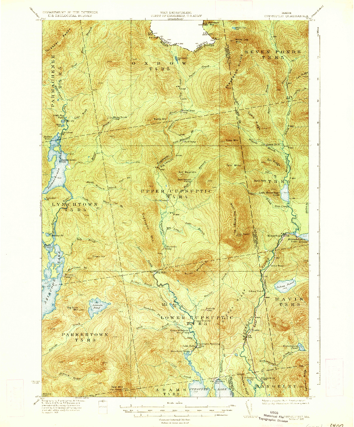 USGS 1:62500-SCALE QUADRANGLE FOR CUPSUPTIC, ME 1935