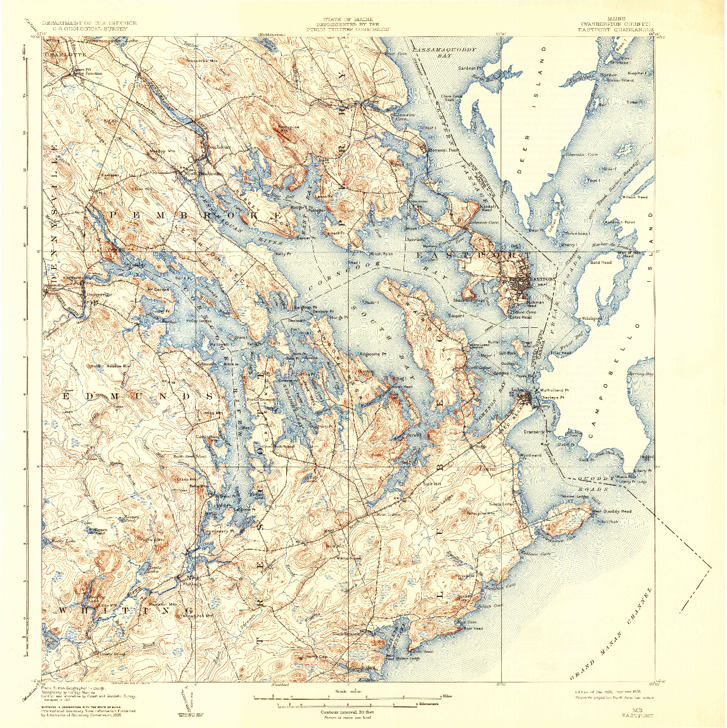 USGS 1:62500-SCALE QUADRANGLE FOR EASTPORT, ME 1908