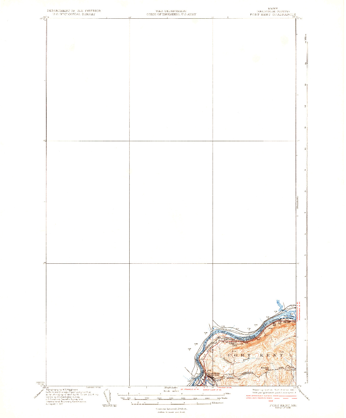 USGS 1:62500-SCALE QUADRANGLE FOR FORT KENT, ME 1935