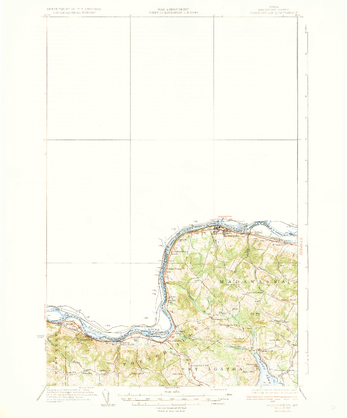 USGS 1:62500-SCALE QUADRANGLE FOR FRENCHVILLE, ME 1935