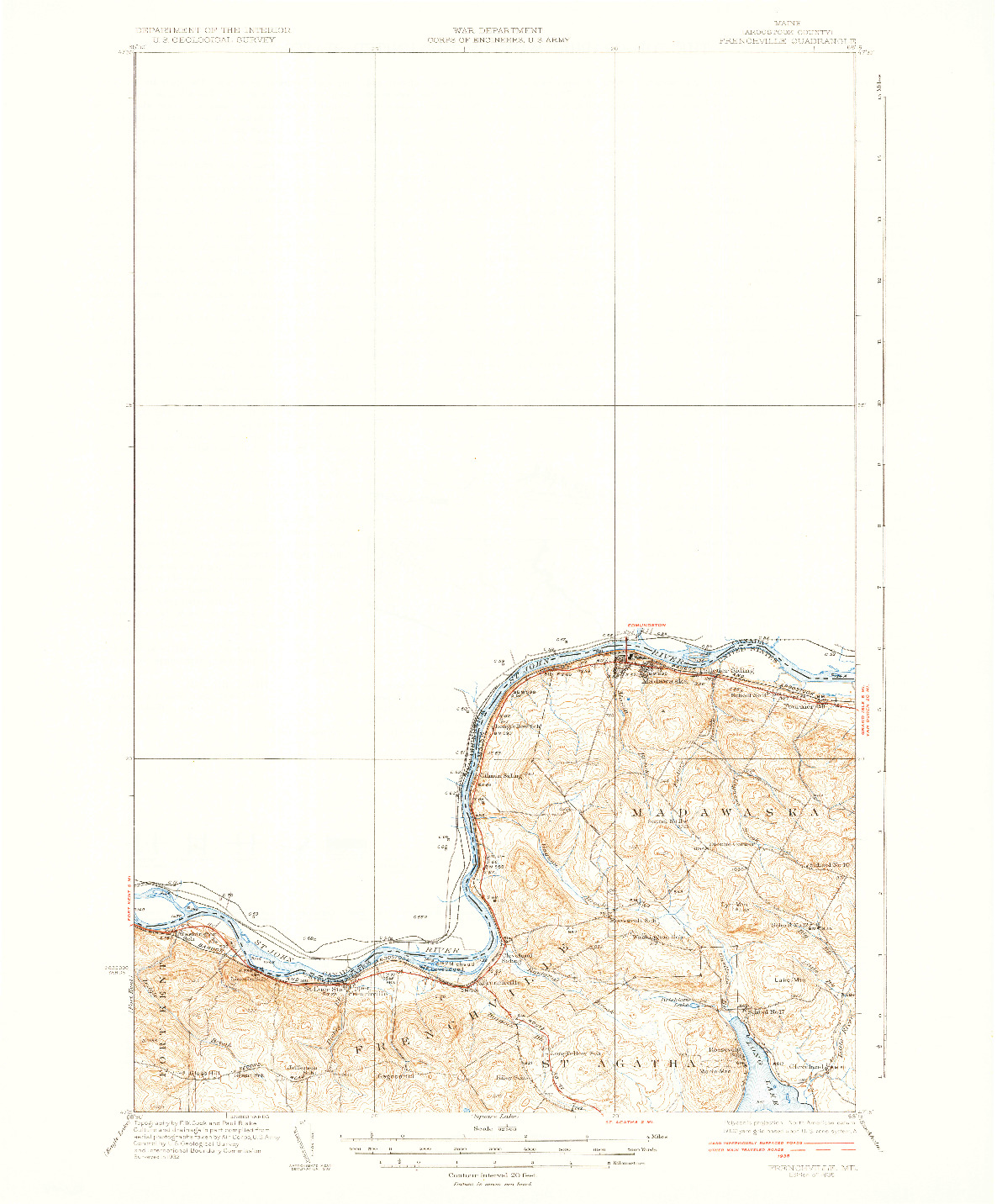 USGS 1:62500-SCALE QUADRANGLE FOR FRENCHVILLE, ME 1935