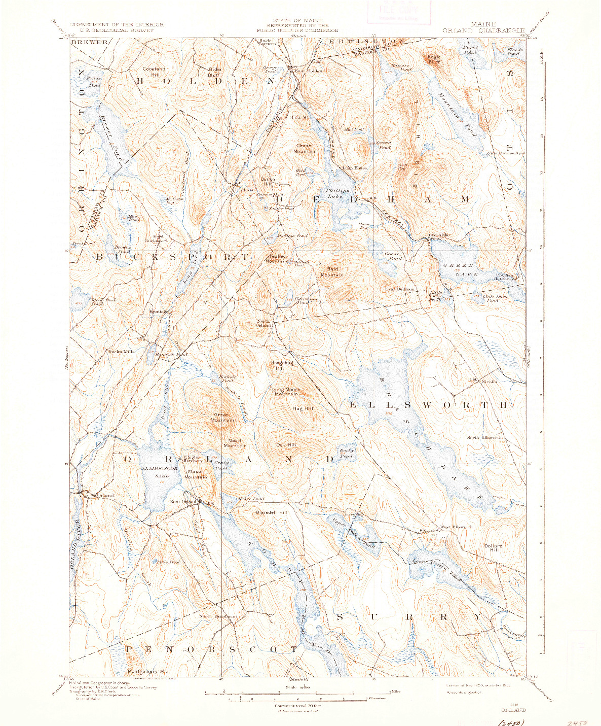 USGS 1:62500-SCALE QUADRANGLE FOR ORLAND, ME 1900