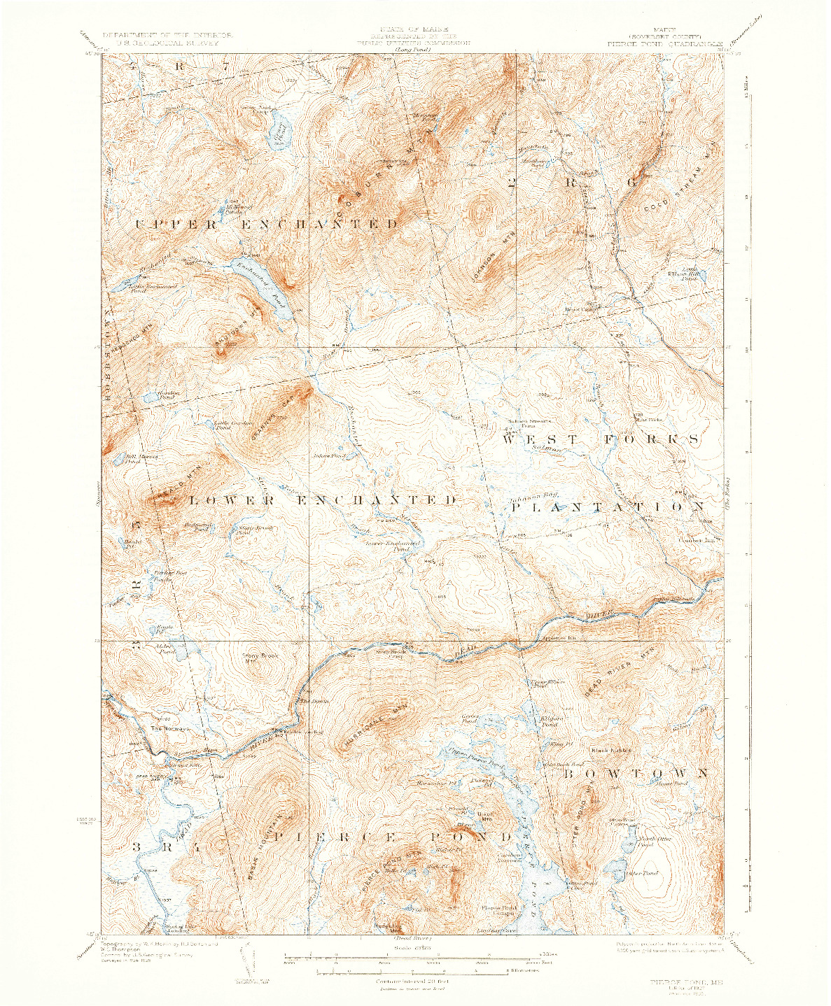 USGS 1:62500-SCALE QUADRANGLE FOR PIERCE POND, ME 1927