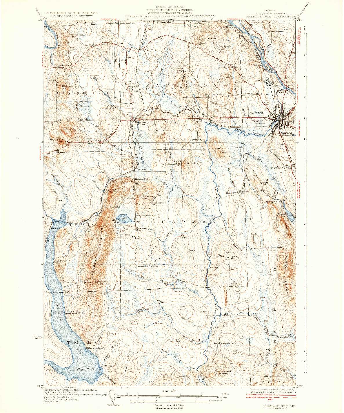 USGS 1:62500-SCALE QUADRANGLE FOR PRESQUE ISLE, ME 1935