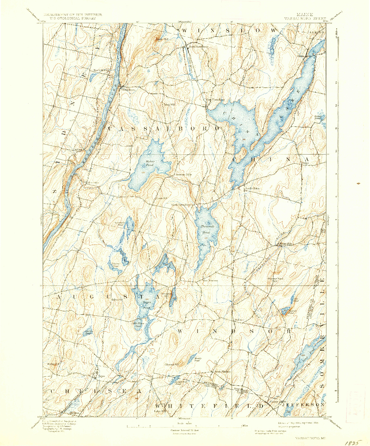 USGS 1:62500-SCALE QUADRANGLE FOR VASSALBORO, ME 1898