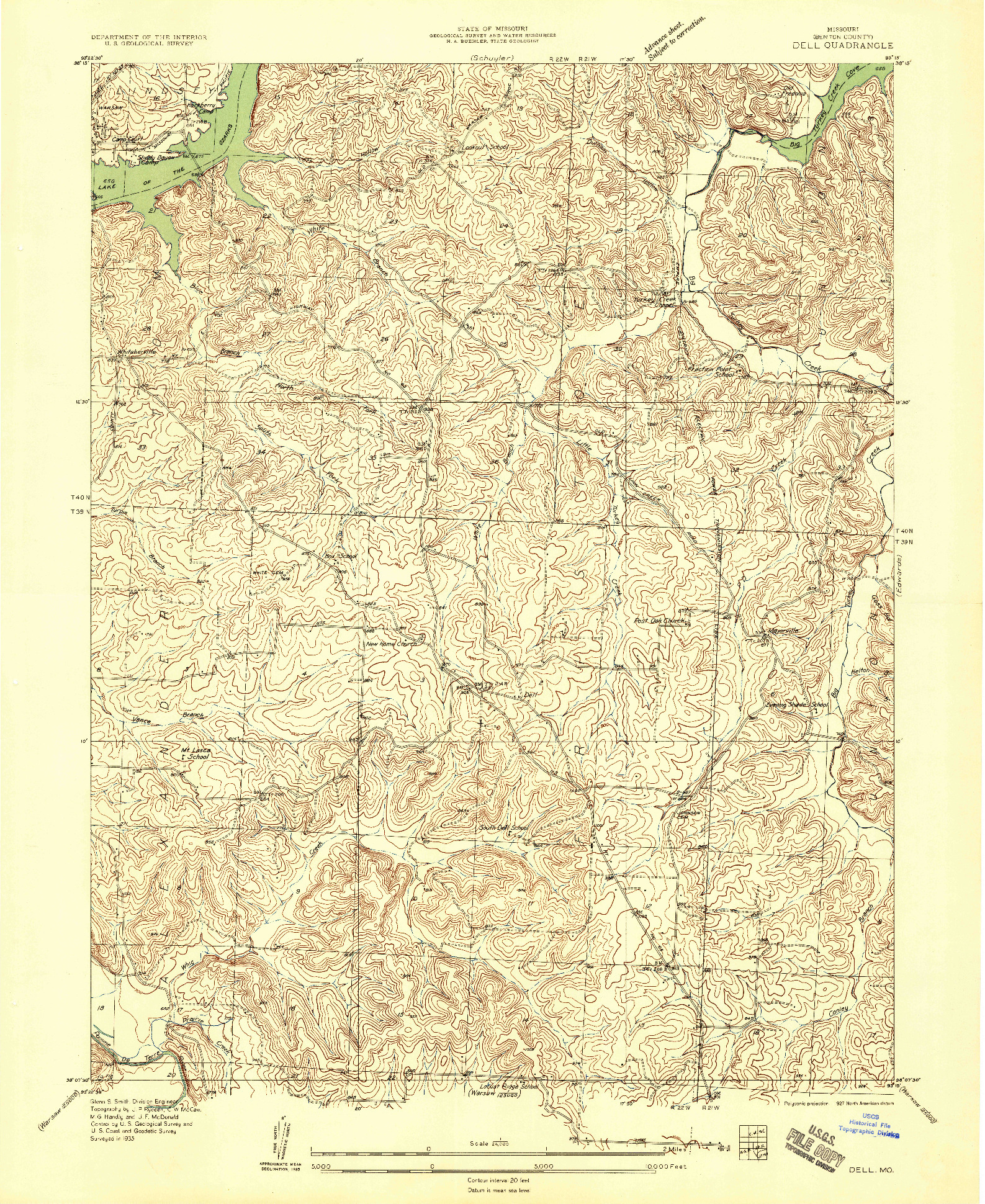USGS 1:24000-SCALE QUADRANGLE FOR DELL, MO 1935