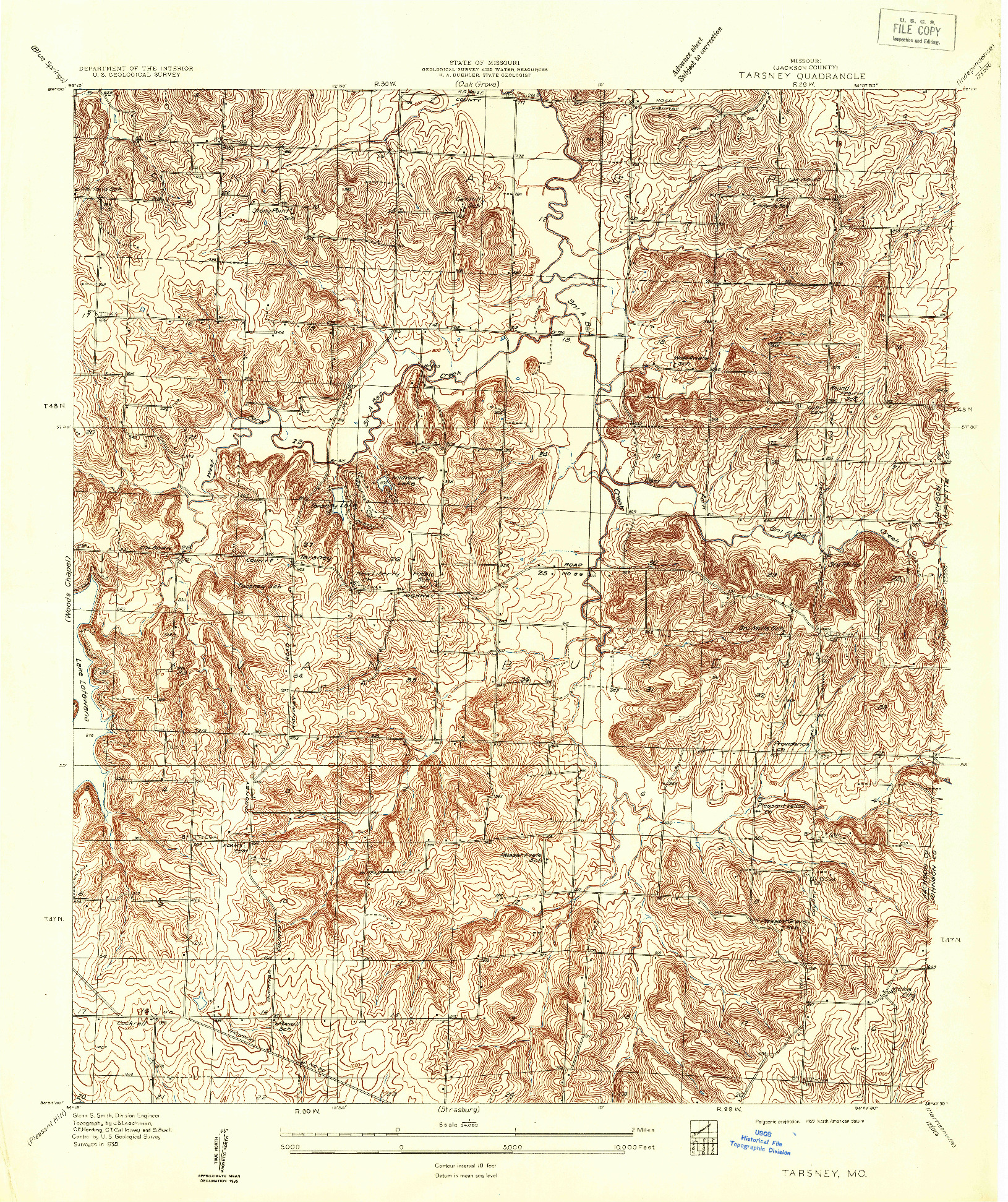 USGS 1:24000-SCALE QUADRANGLE FOR TARSNEY, MO 1935