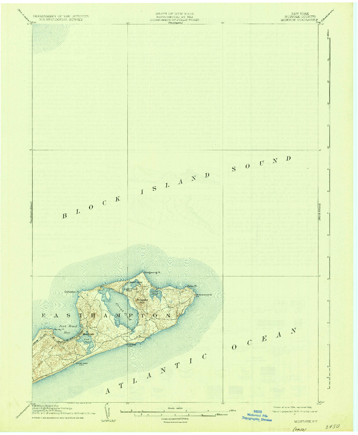 USGS 1:62500-SCALE QUADRANGLE FOR MONTAUK, NY 1904