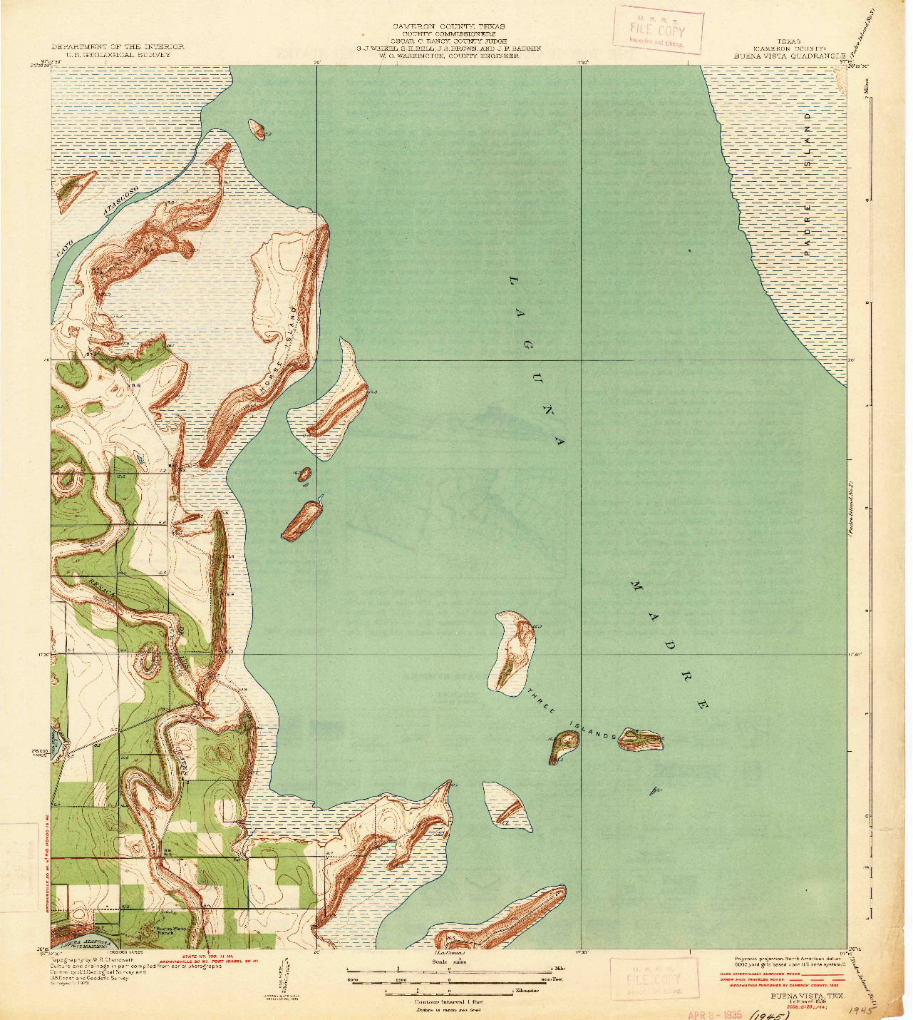 USGS 1:31680-SCALE QUADRANGLE FOR BUENA VISTA, TX 1935